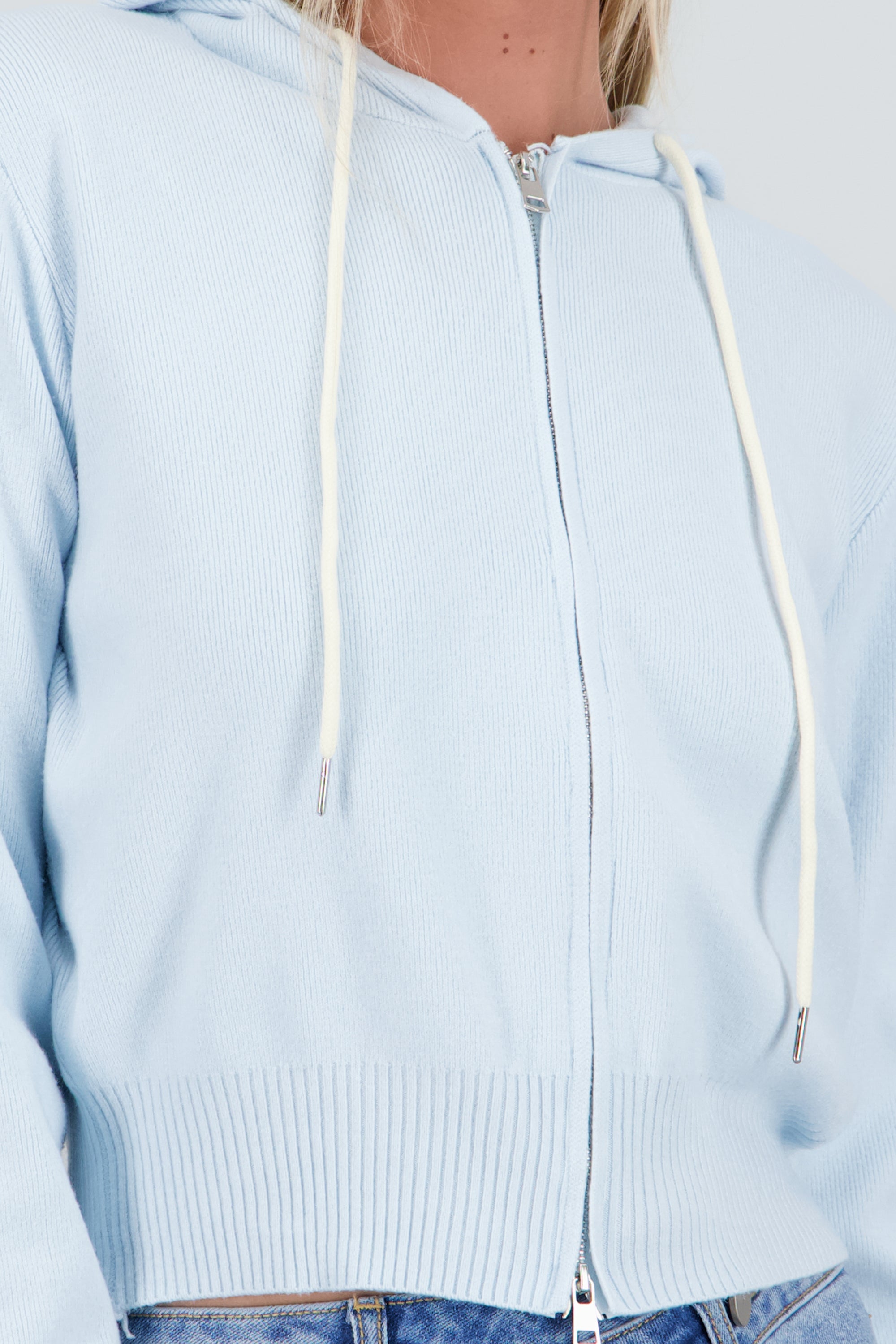 Sudadera lisa doble cierre AZUL CIELO