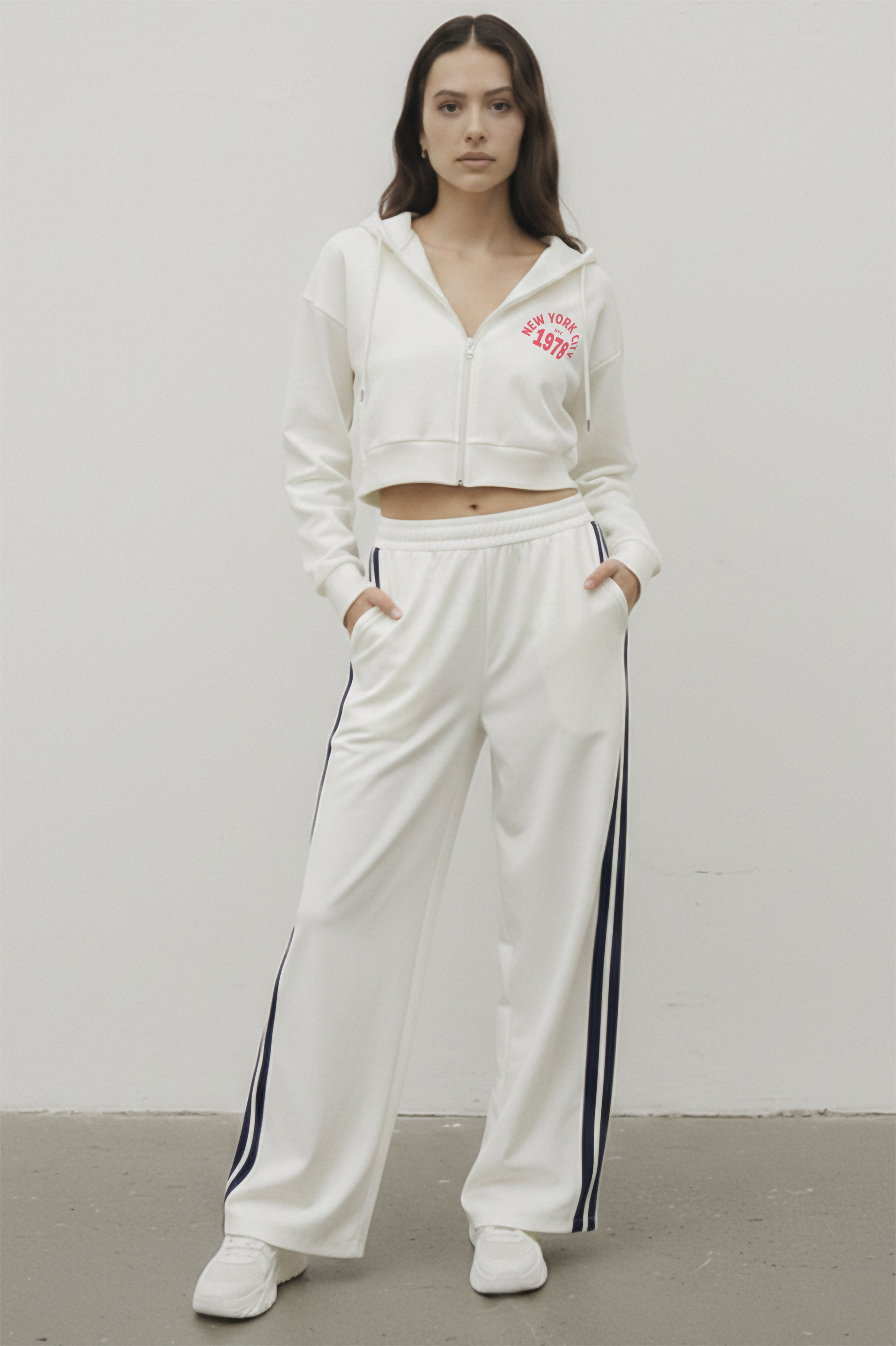 Pantalon rayas en costados BLANCO