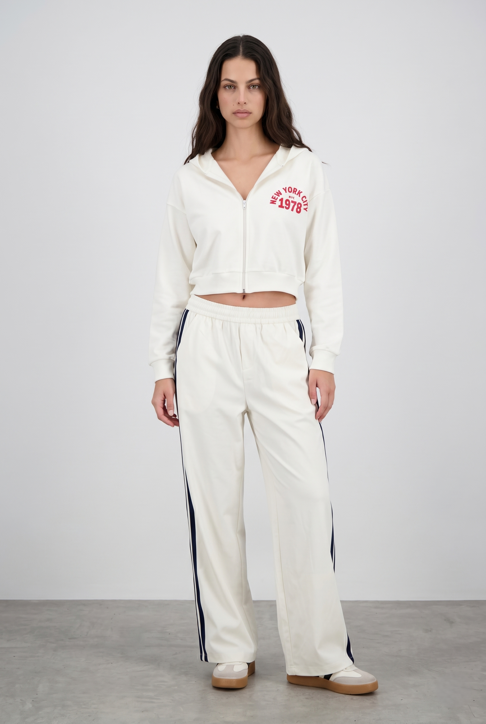 Pantalon rayas en costados BLANCO