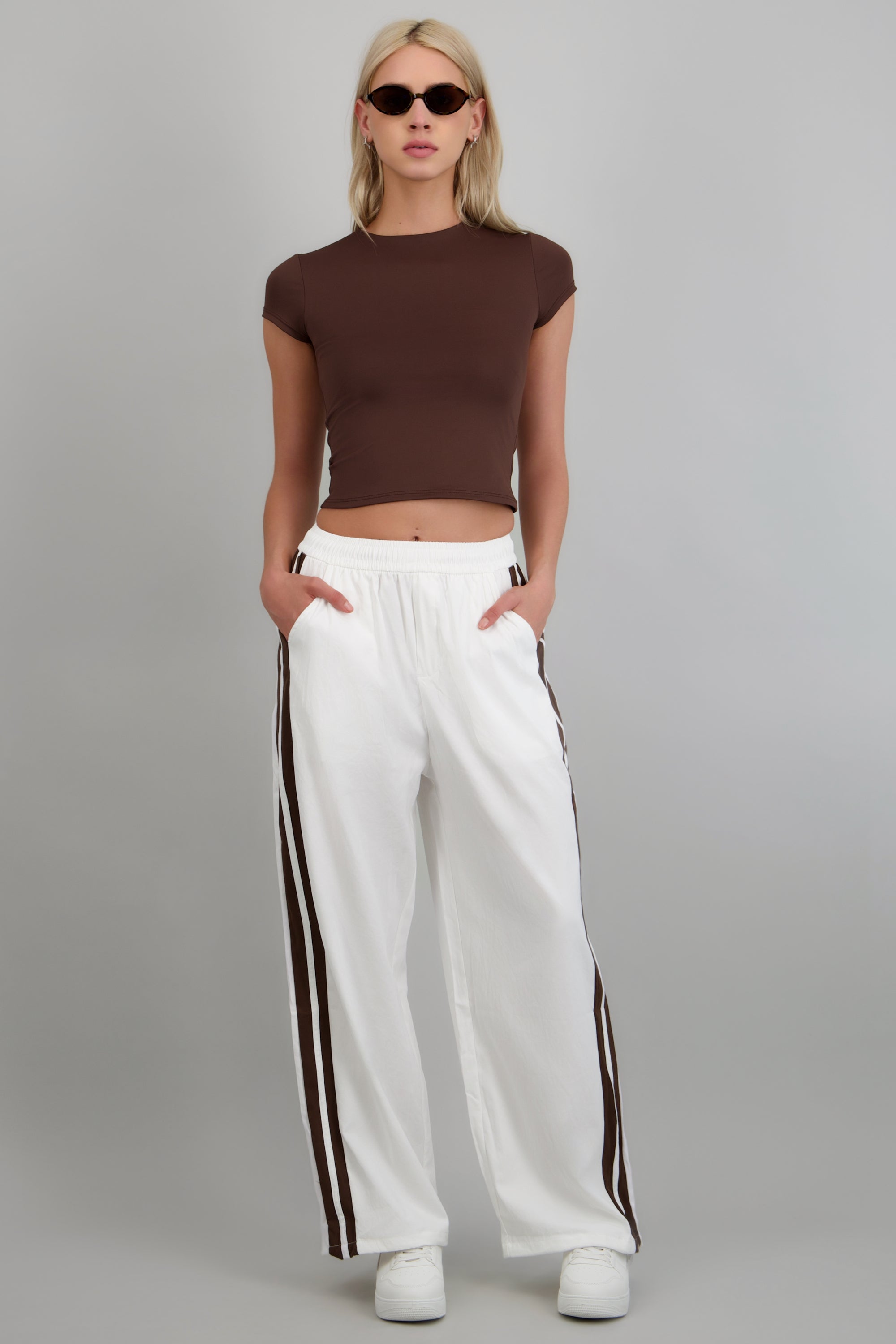 Pantalon rayas en costados BLANCO COMBO