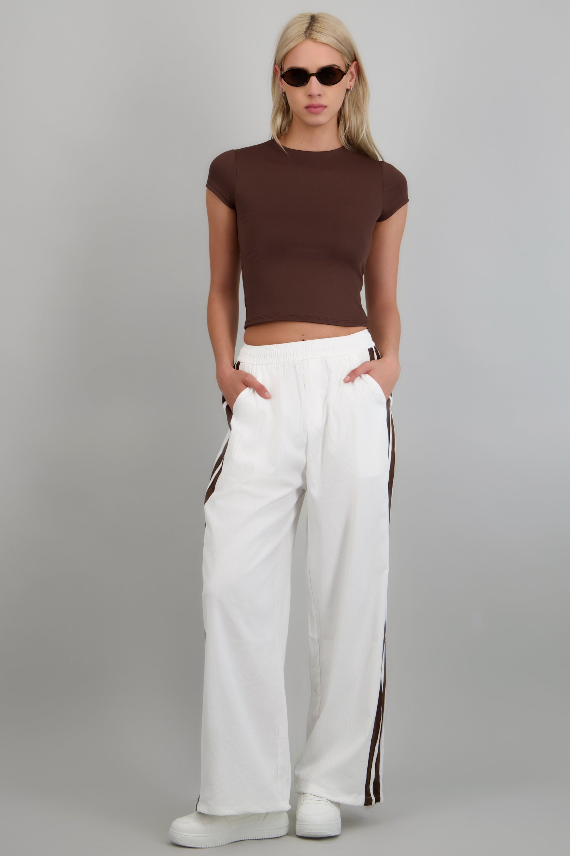 Pantalon rayas en costados BLANCO COMBO