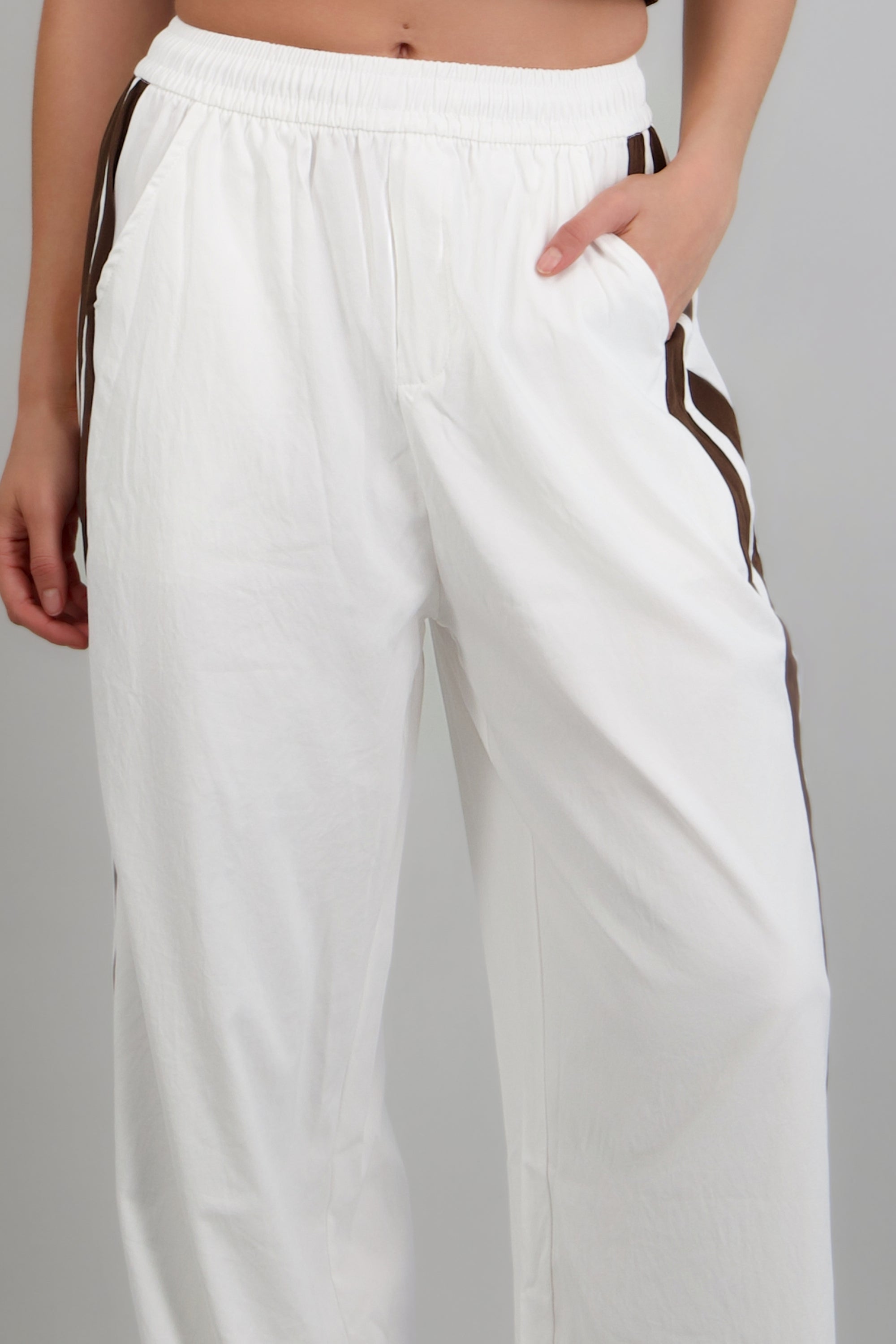 Pantalon rayas en costados BLANCO COMBO