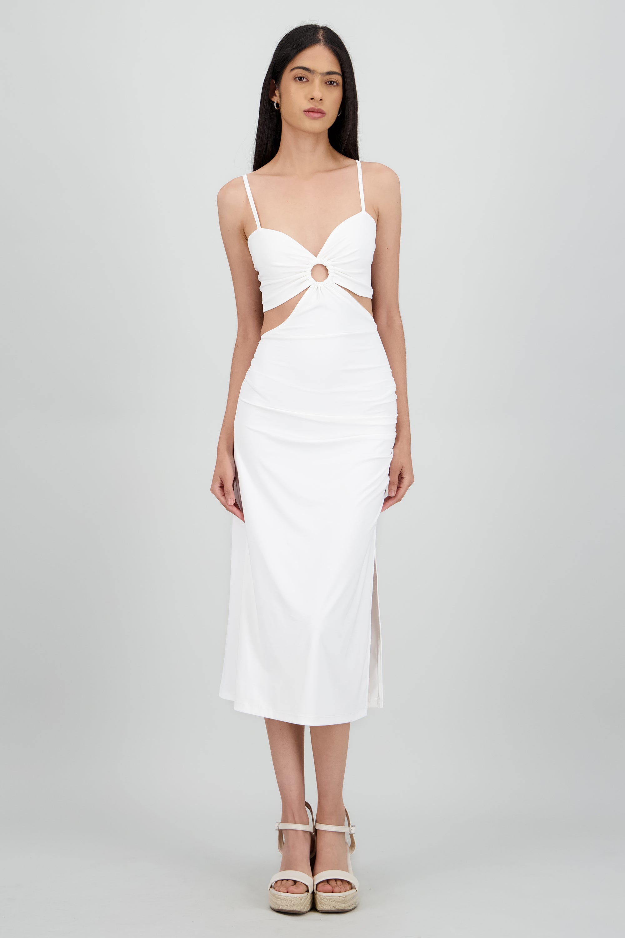 Vestido midi cutouts detalle aro HUESO