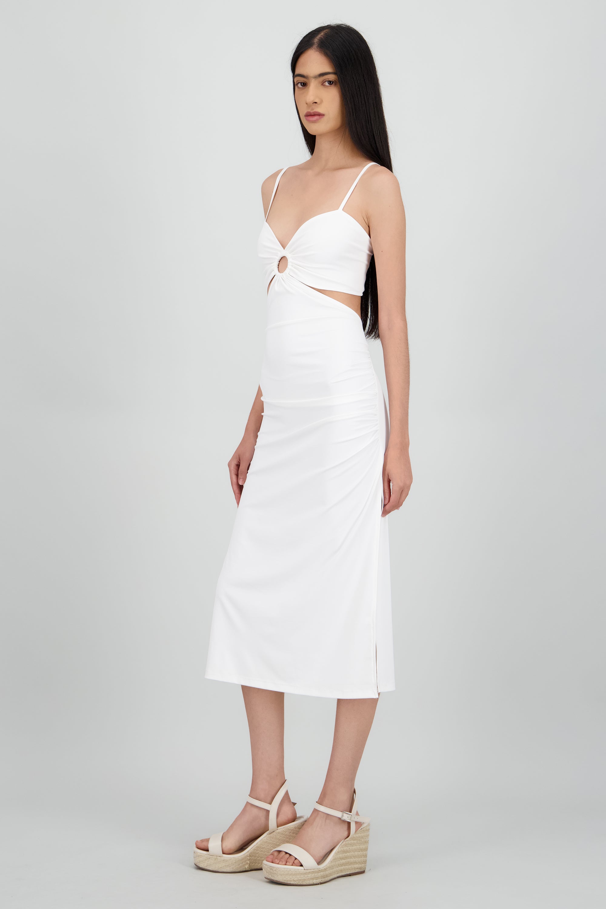 Vestido midi cutouts detalle aro HUESO