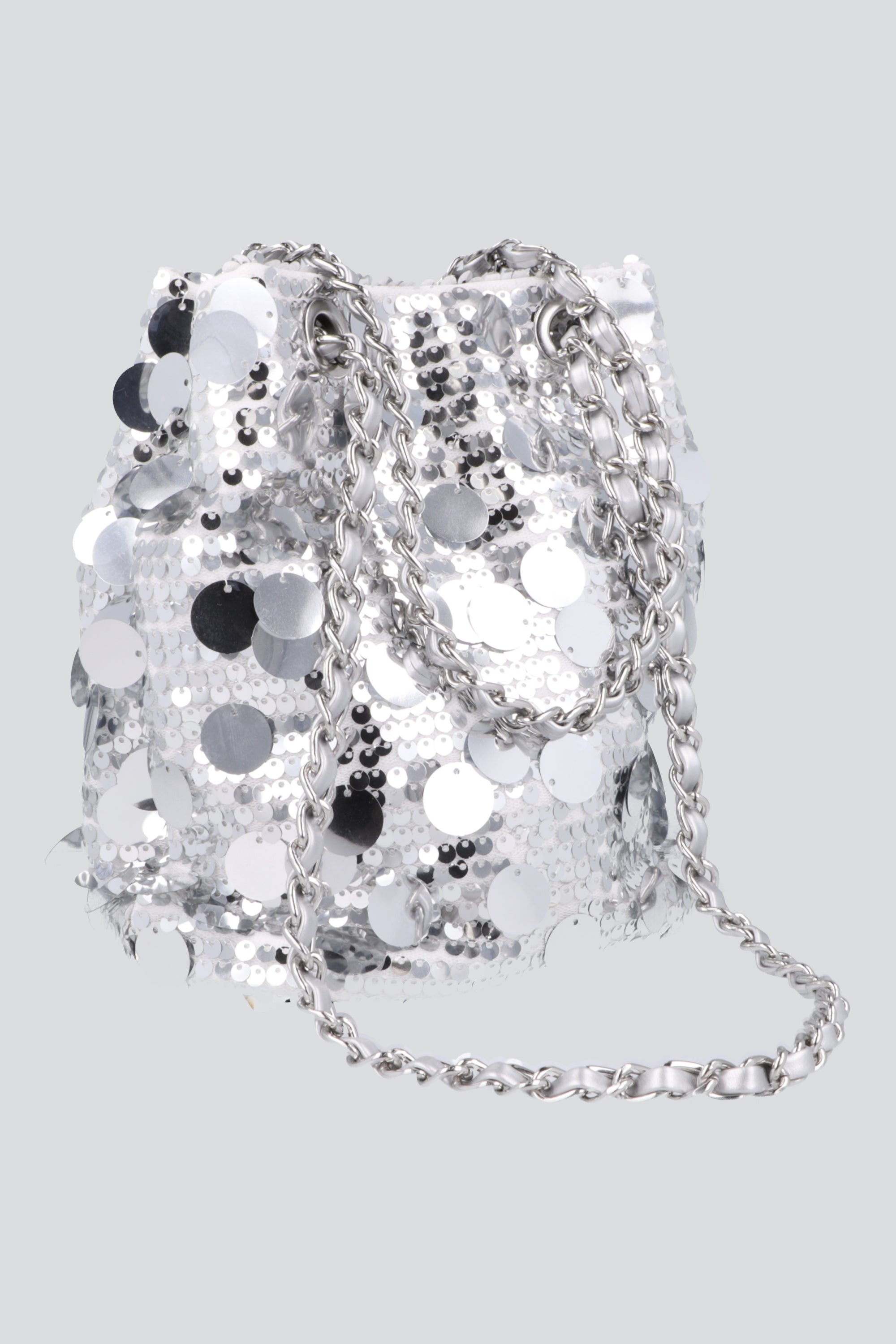 Bolsa bucket lentejuelas PLATA