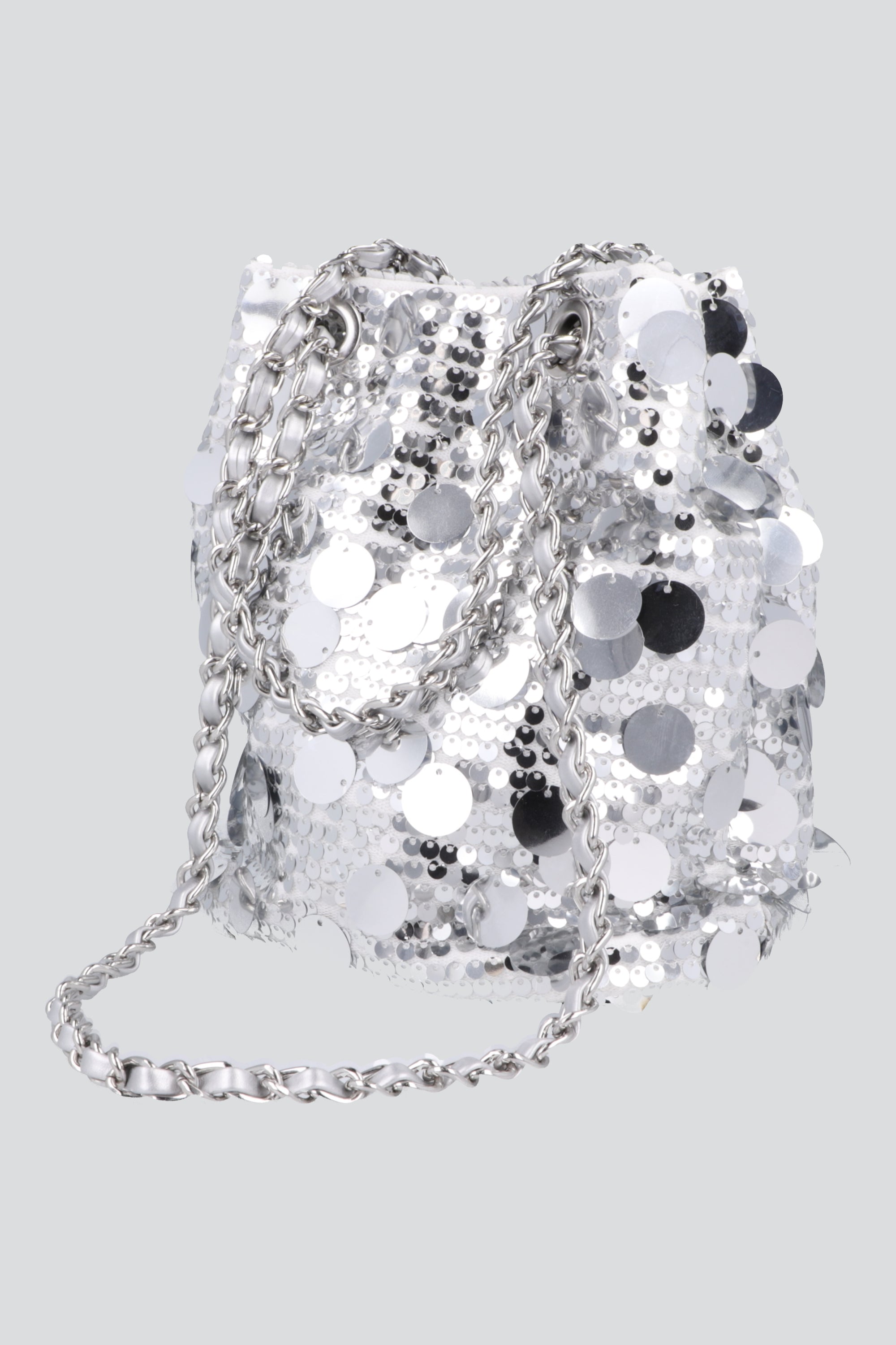 Bolsa bucket lentejuelas PLATA