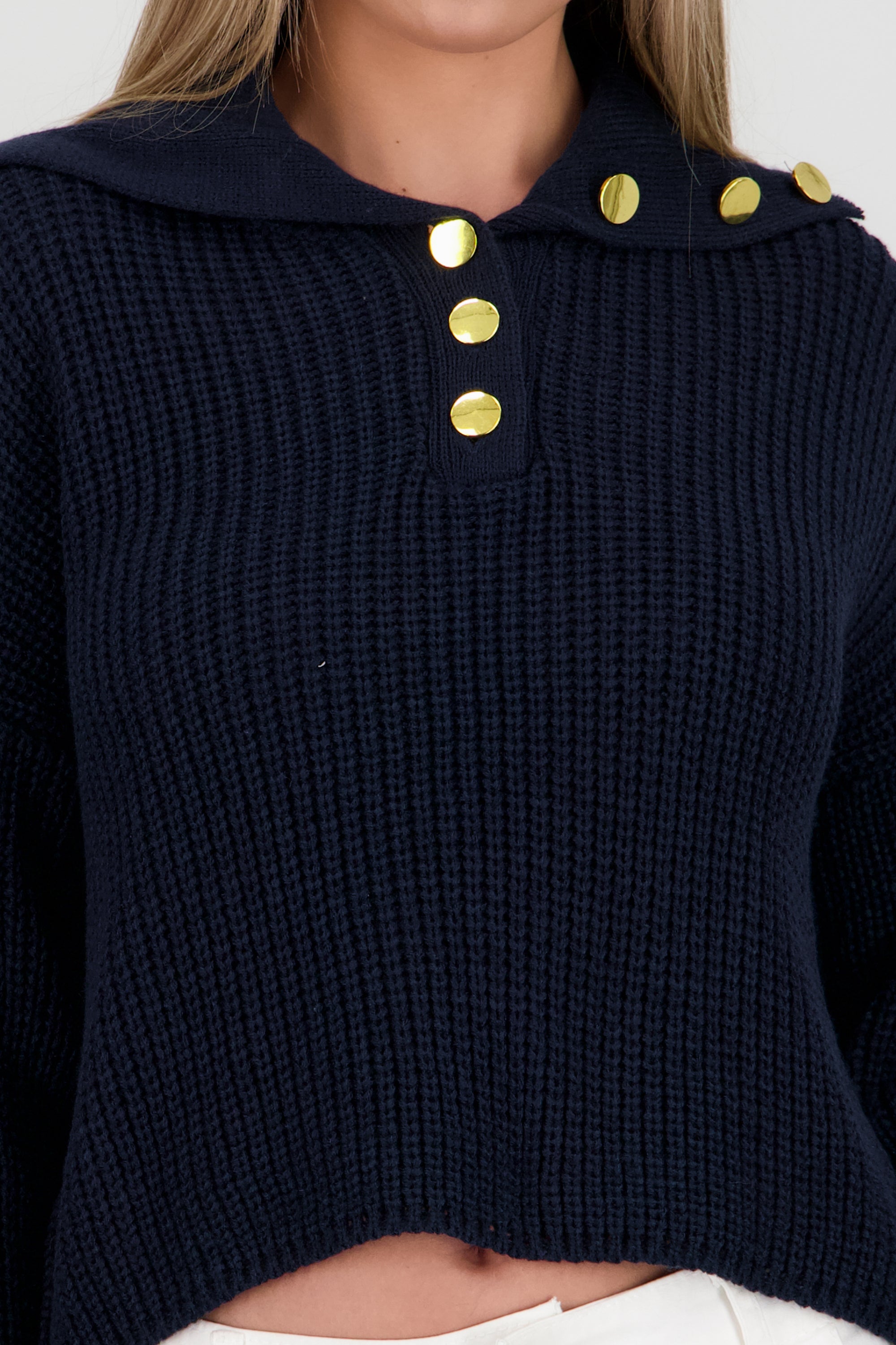 Sueter cuello capa botones MARINO