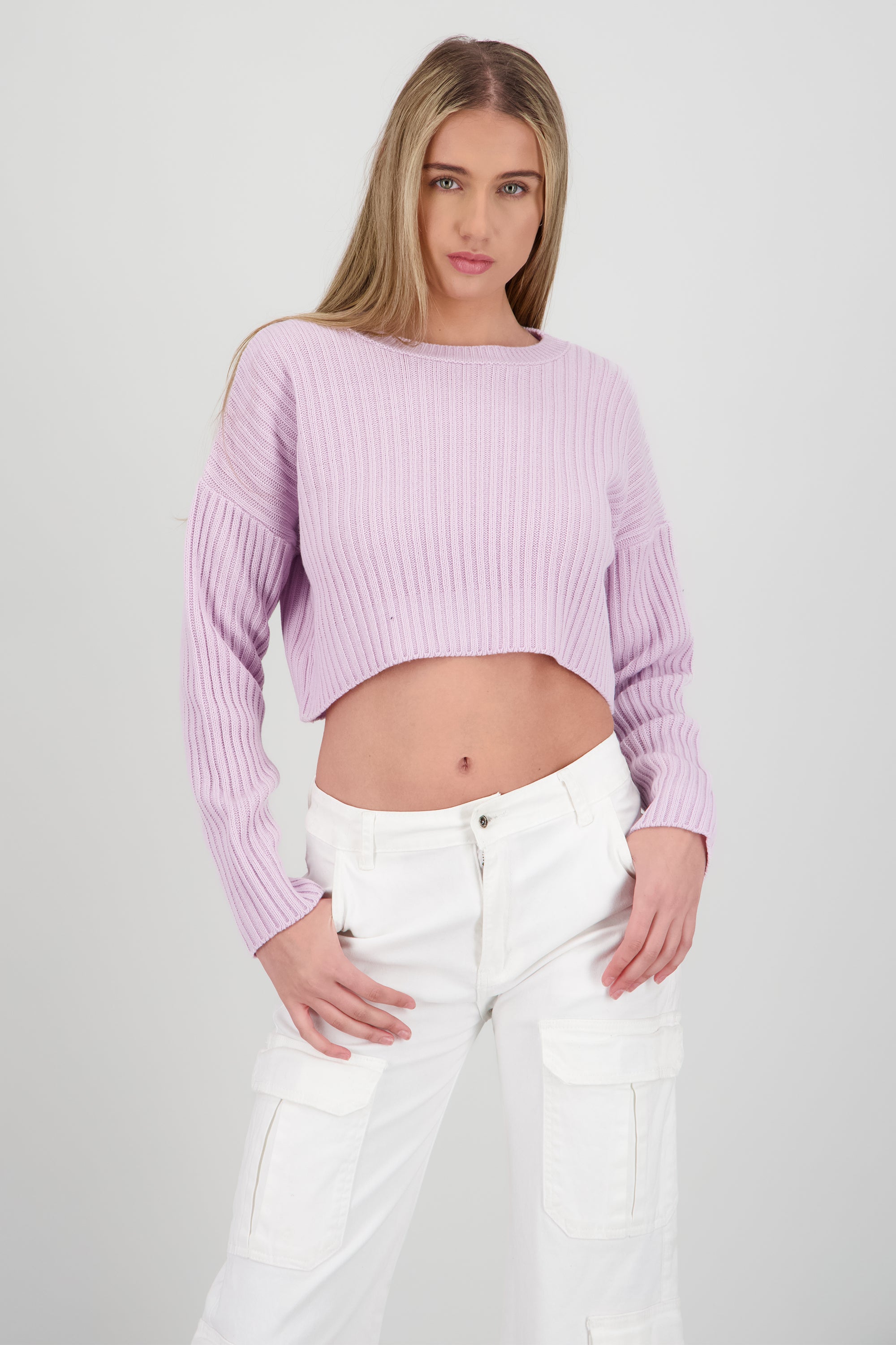 Sueter acanalado crop LILA
