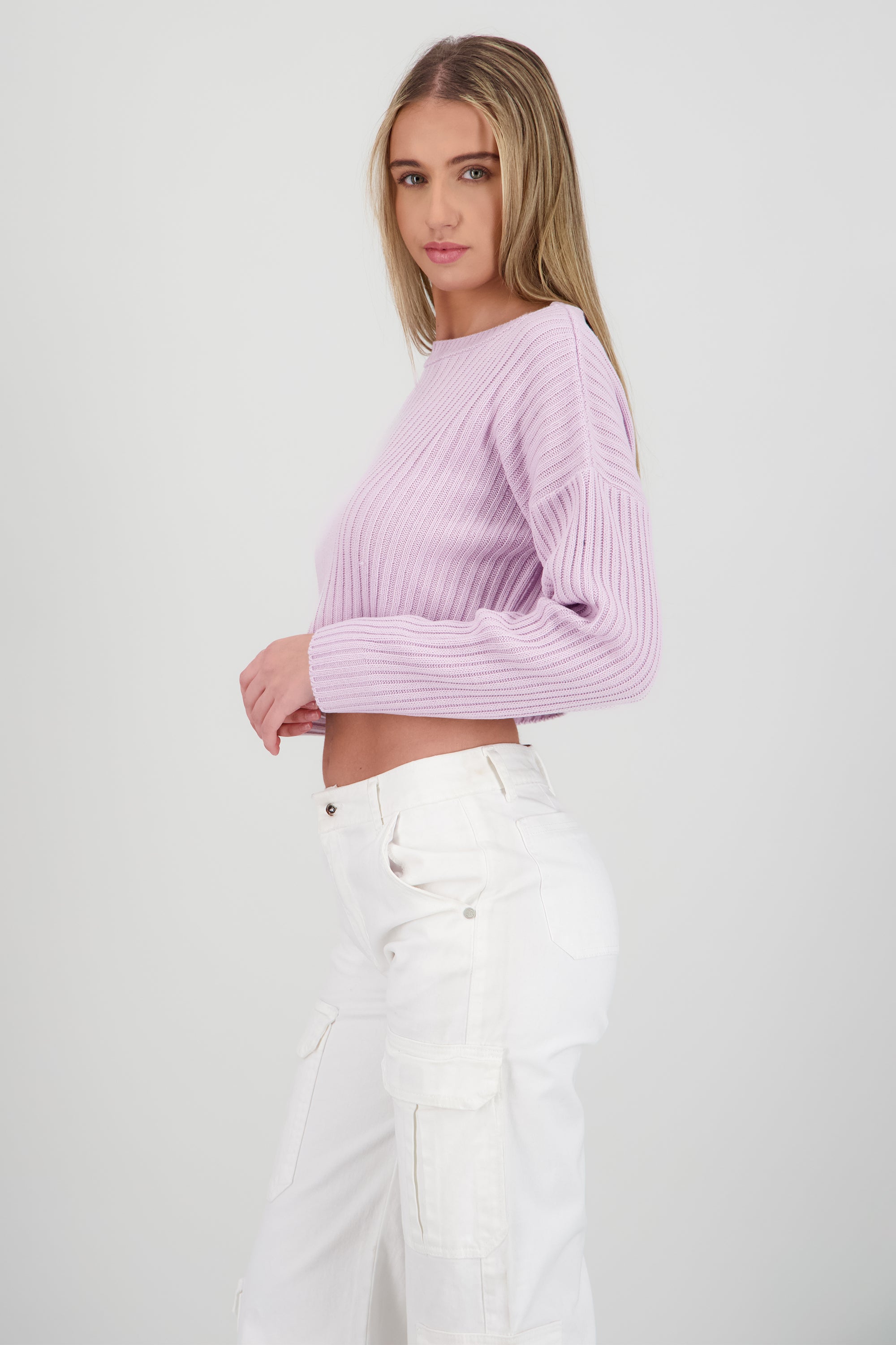 Sueter acanalado crop LILA