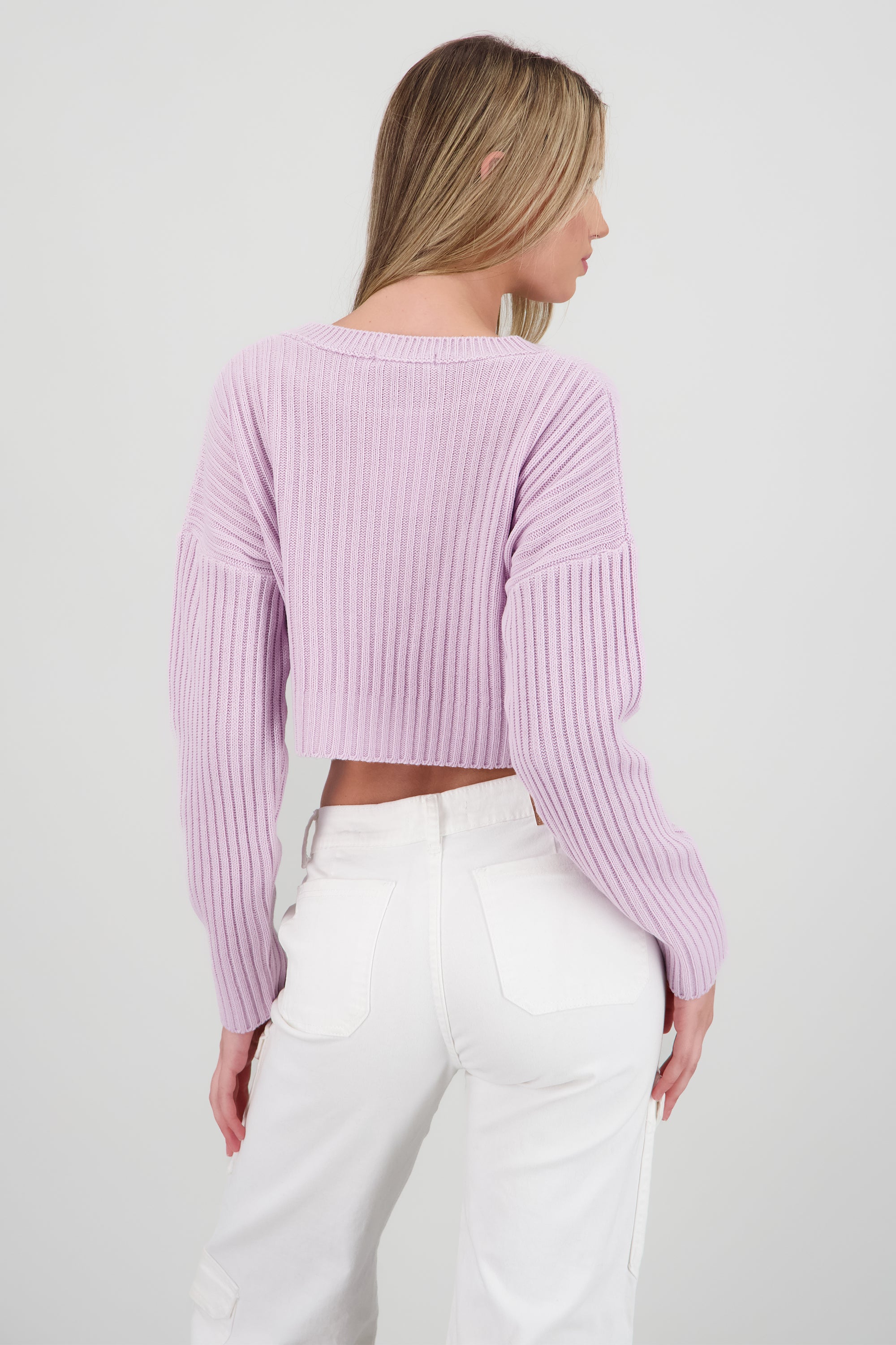 Sueter acanalado crop LILA