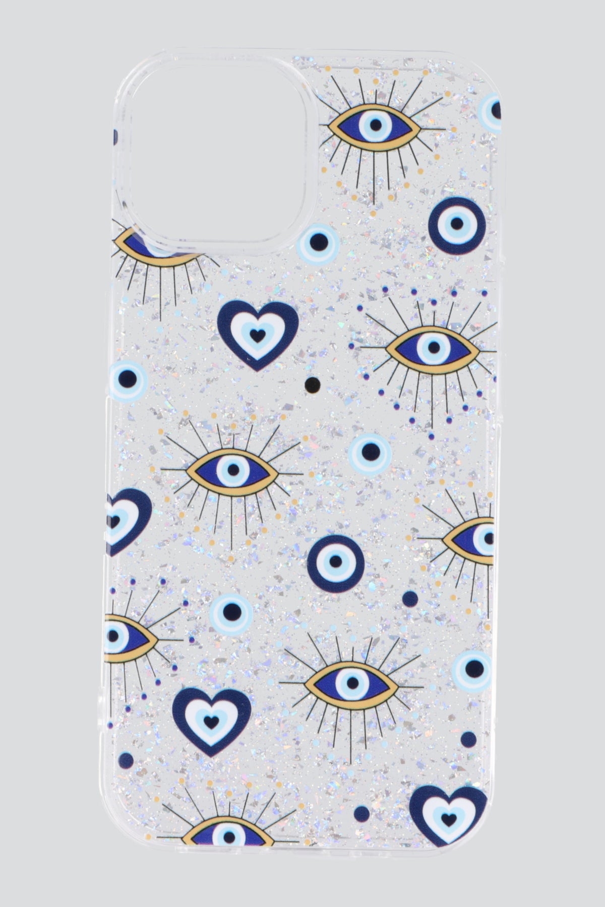 Funda iphone 15 ojo turco glitter TRANSPARENTE