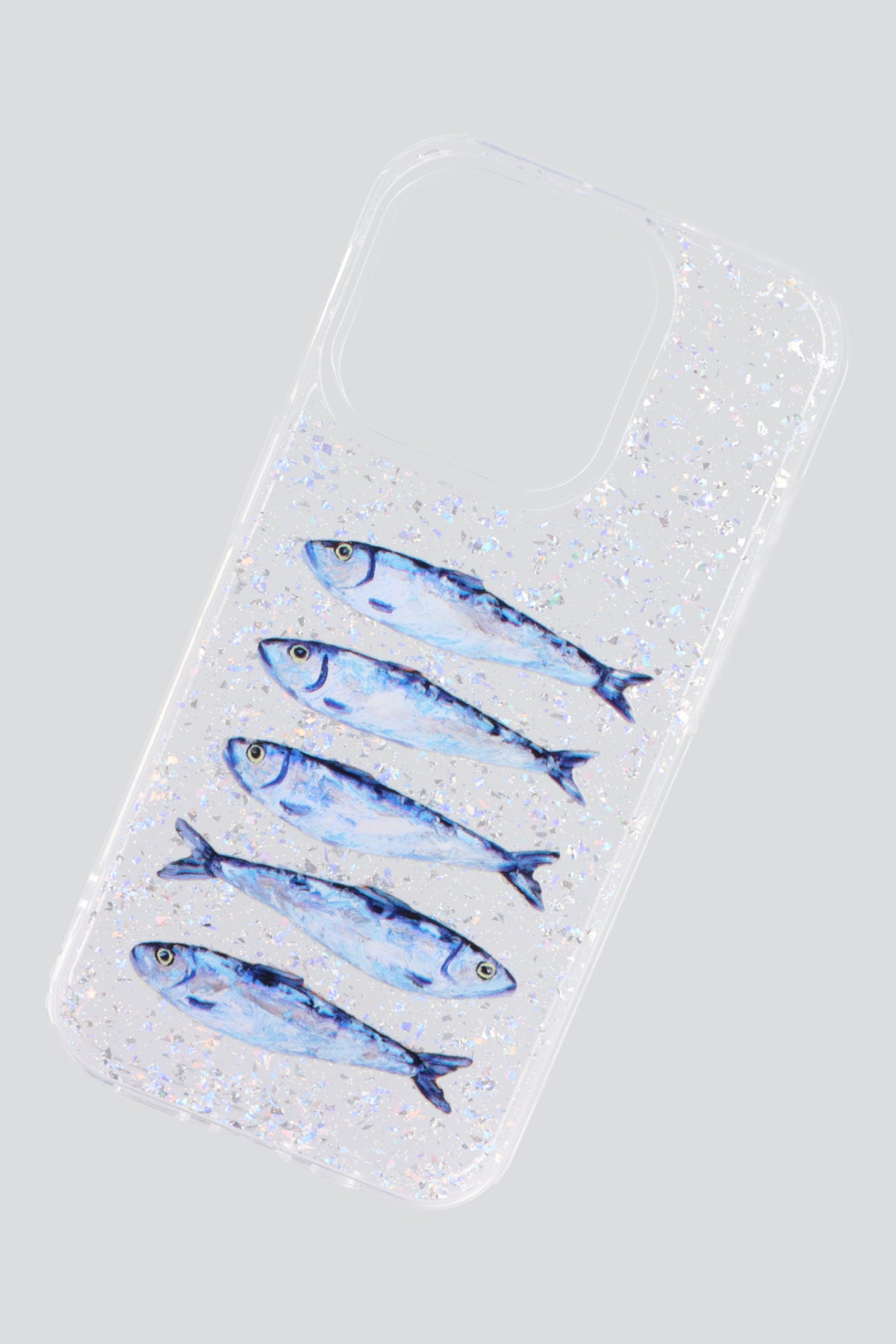 Funda iphone 15 pro sardinas glitter AZUL