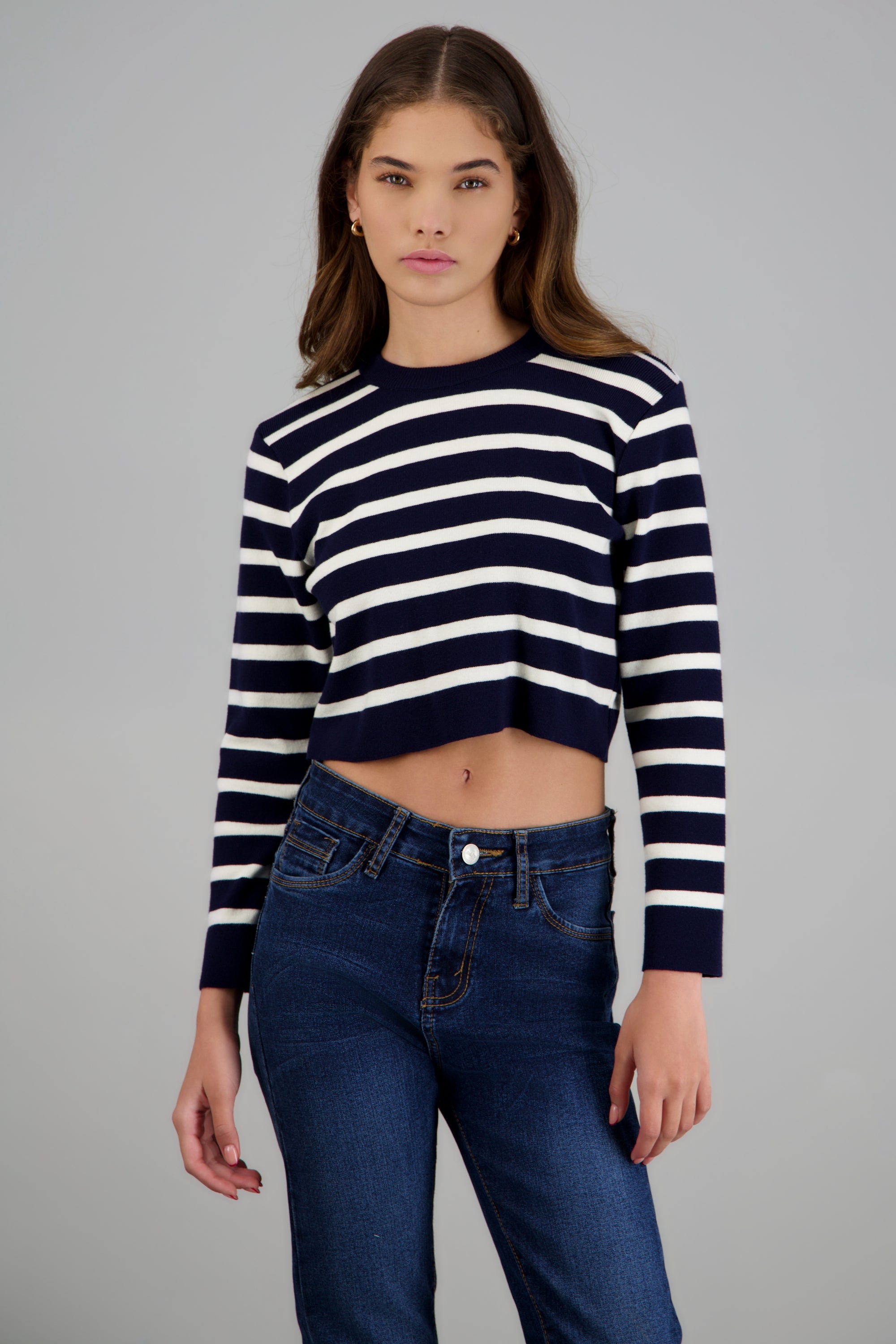 Sueter rayas crop MARINO COMBO