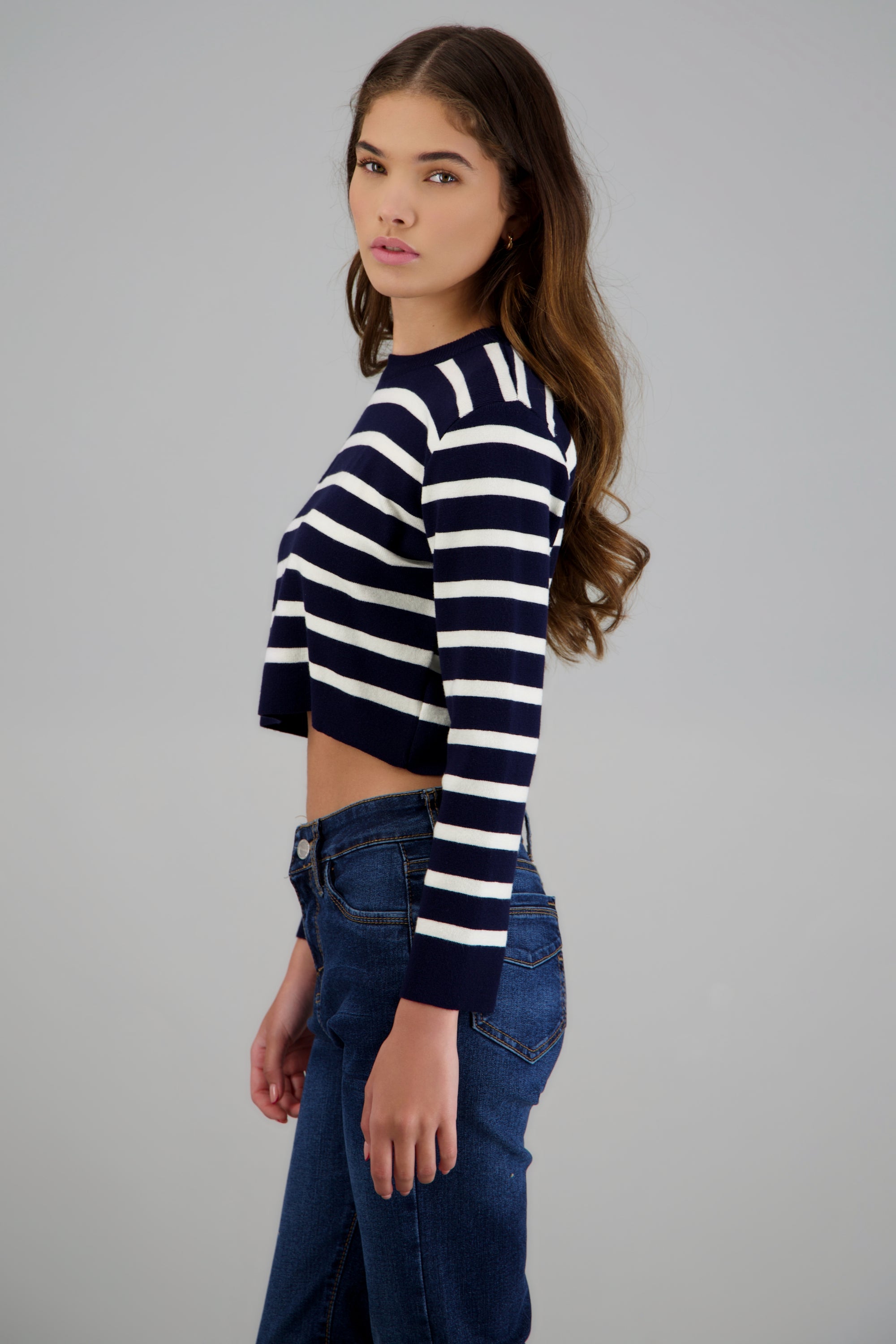 Sueter rayas crop MARINO COMBO