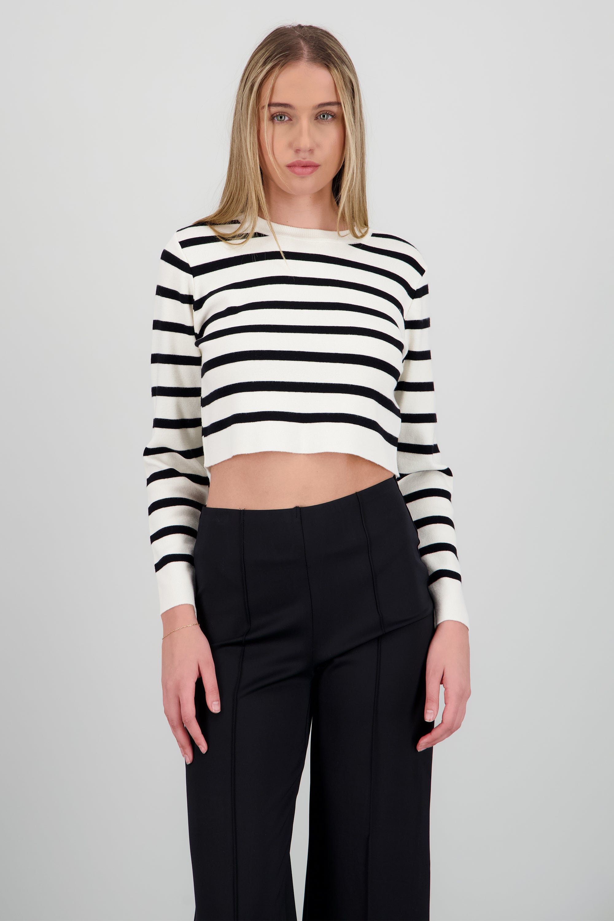 Sueter rayas crop BLANCO COMBO