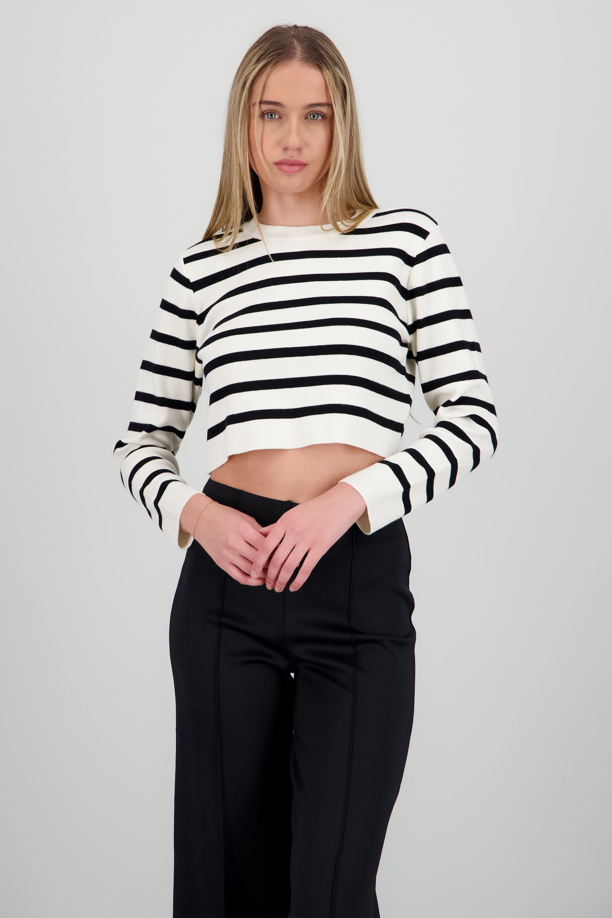 Sueter rayas crop BLANCO COMBO