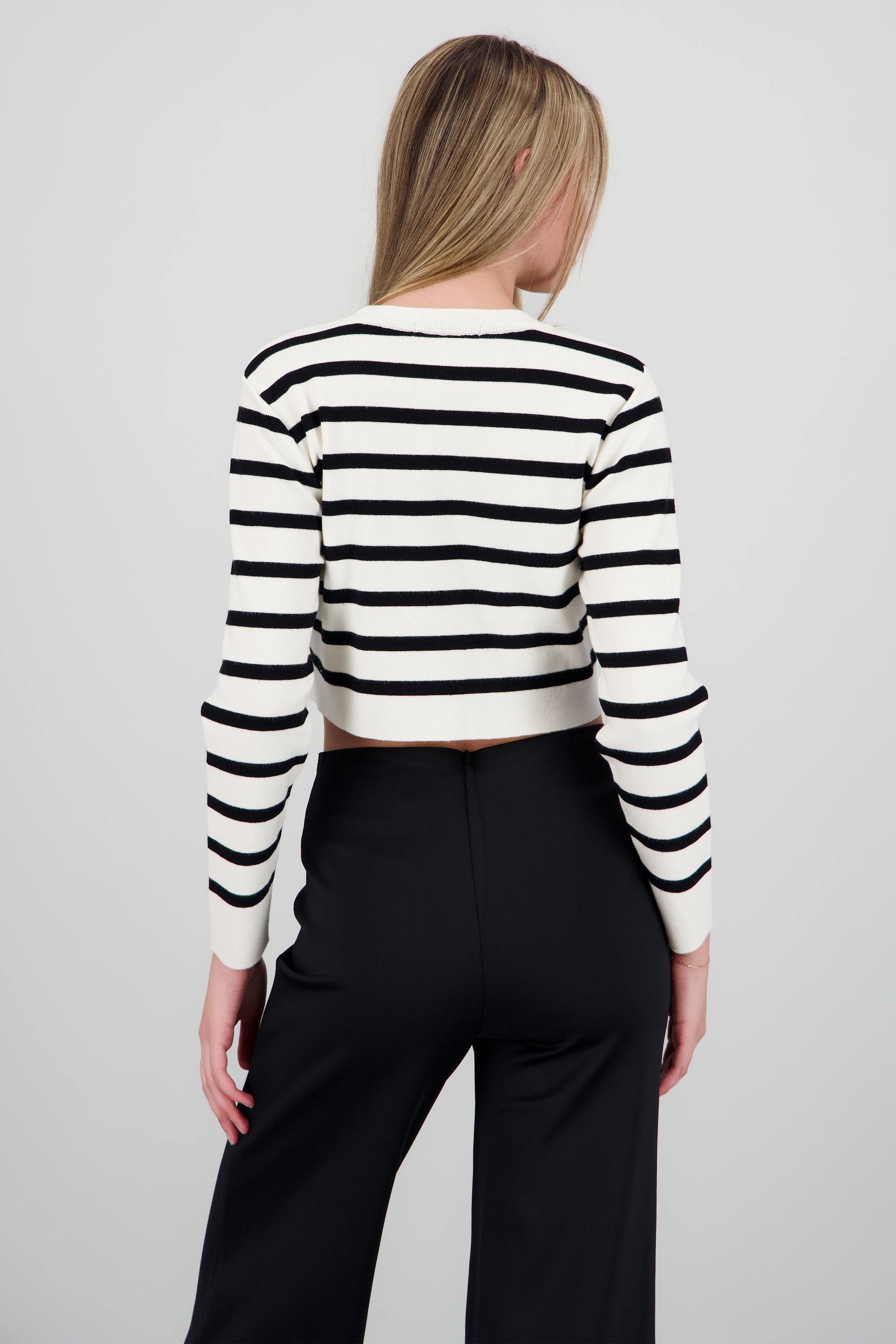 Sueter rayas crop BLANCO COMBO