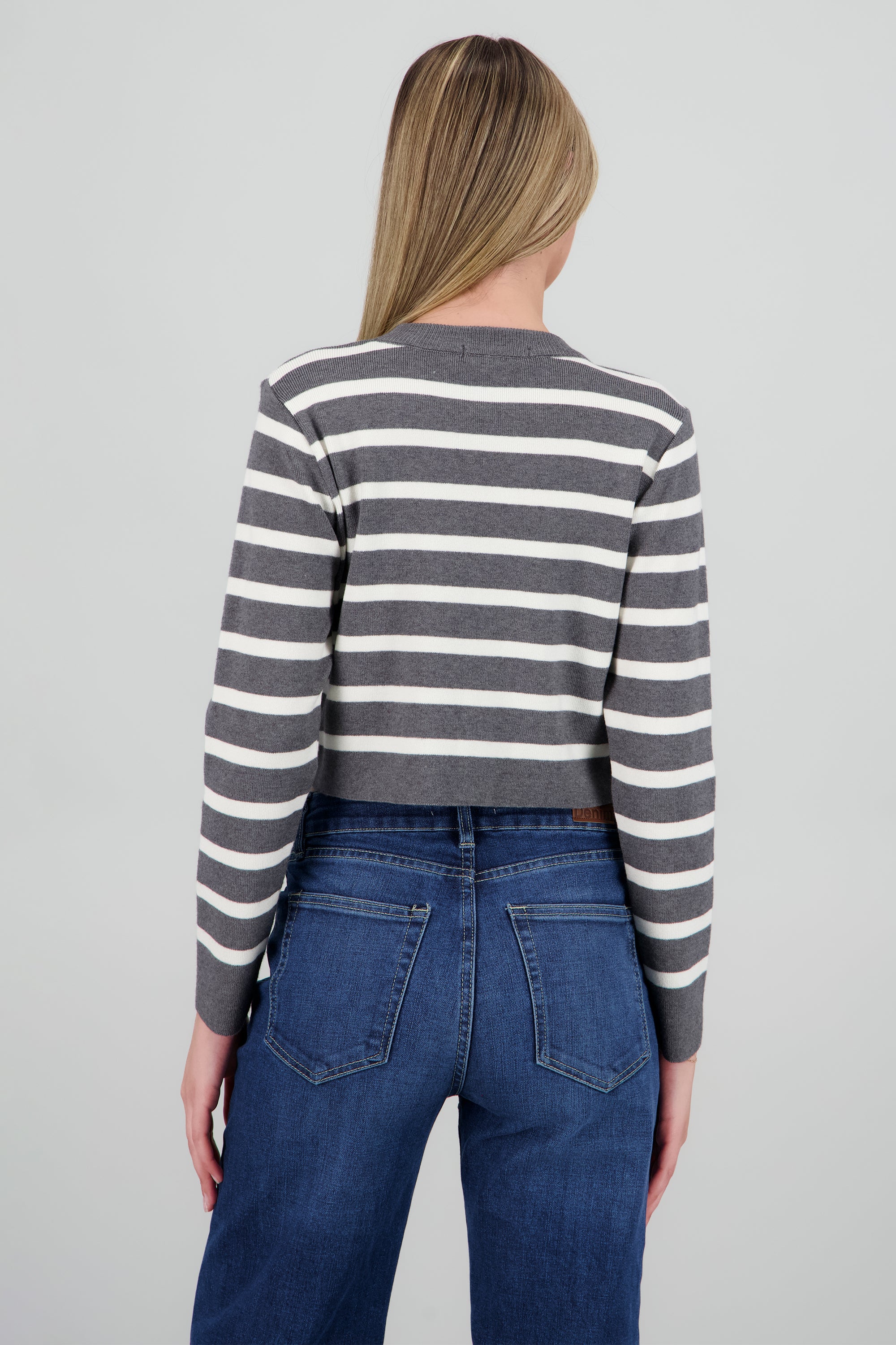 Sueter rayas crop GRIS COMBO