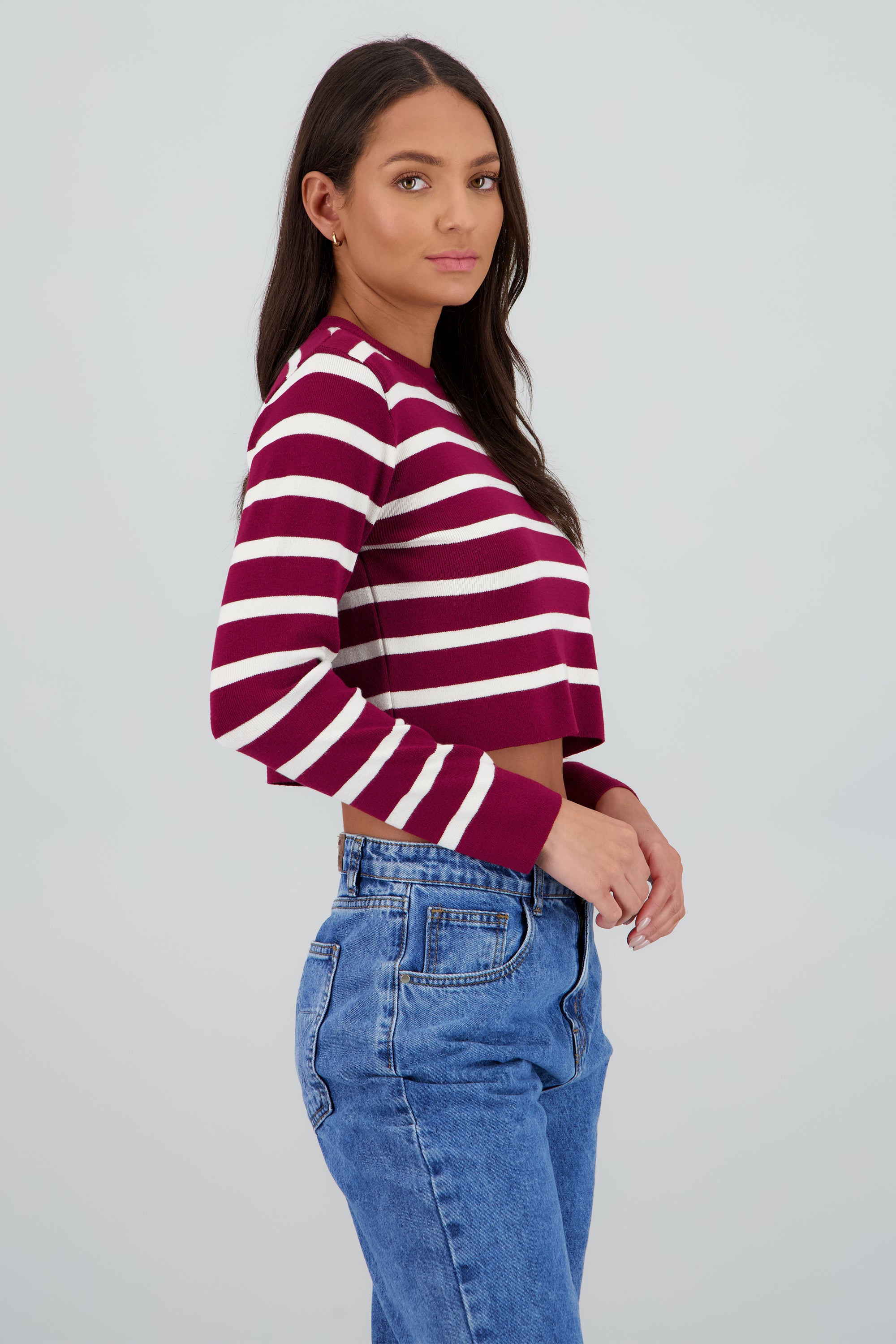 Sueter rayas crop VINO COMBO