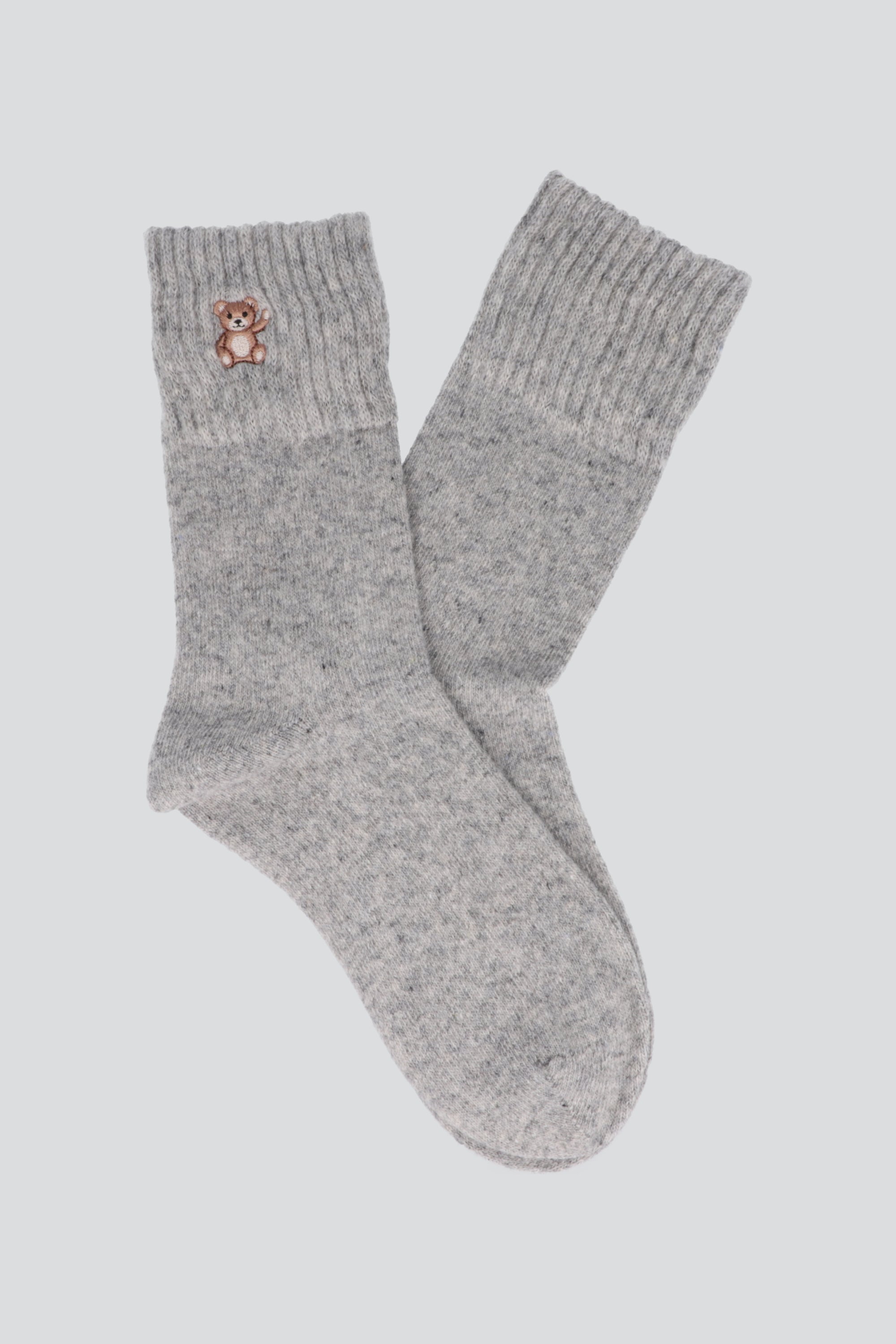 Calcetin osito bordado GRIS