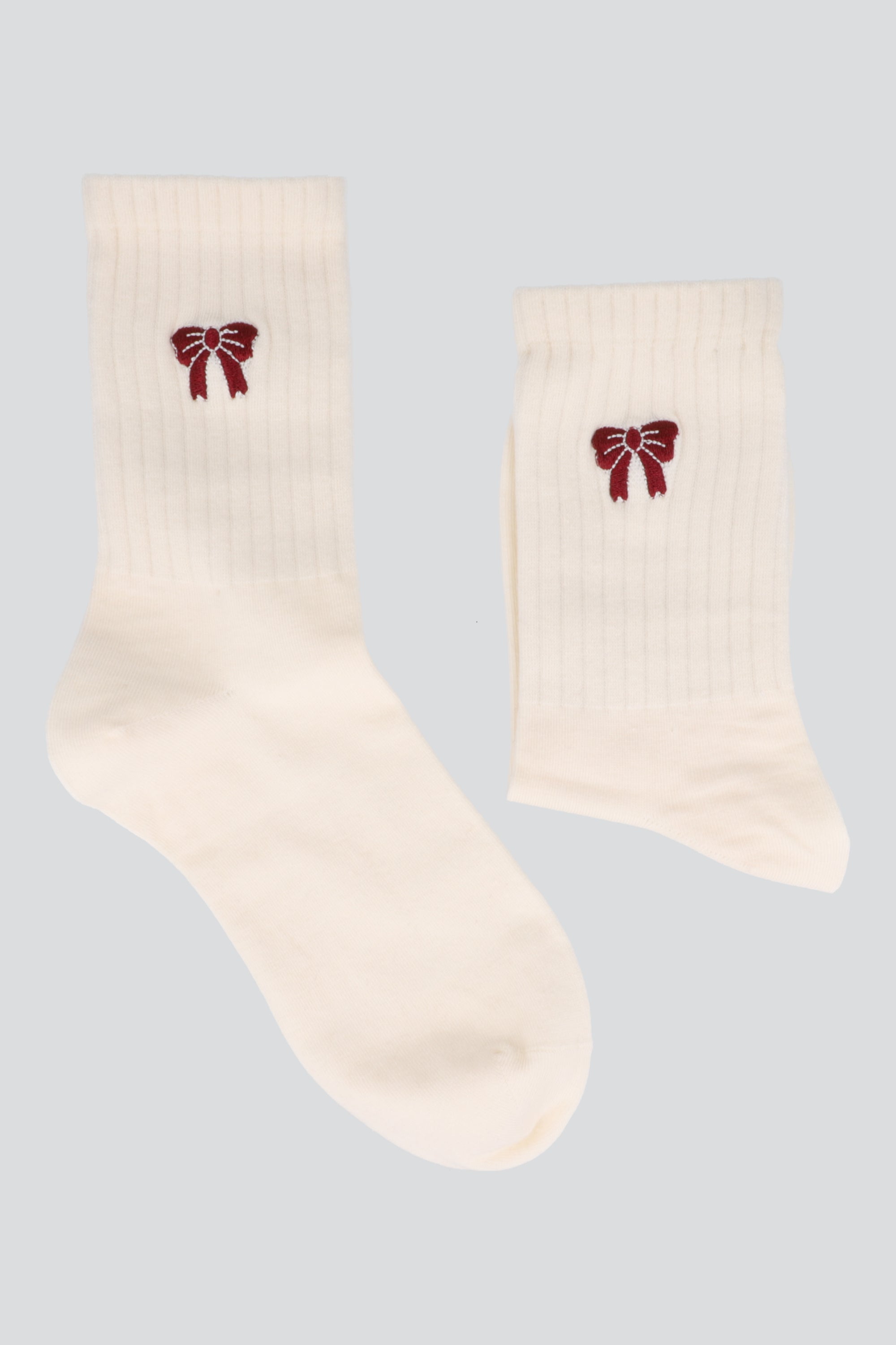 Calcetin moño bordado BLANCO
