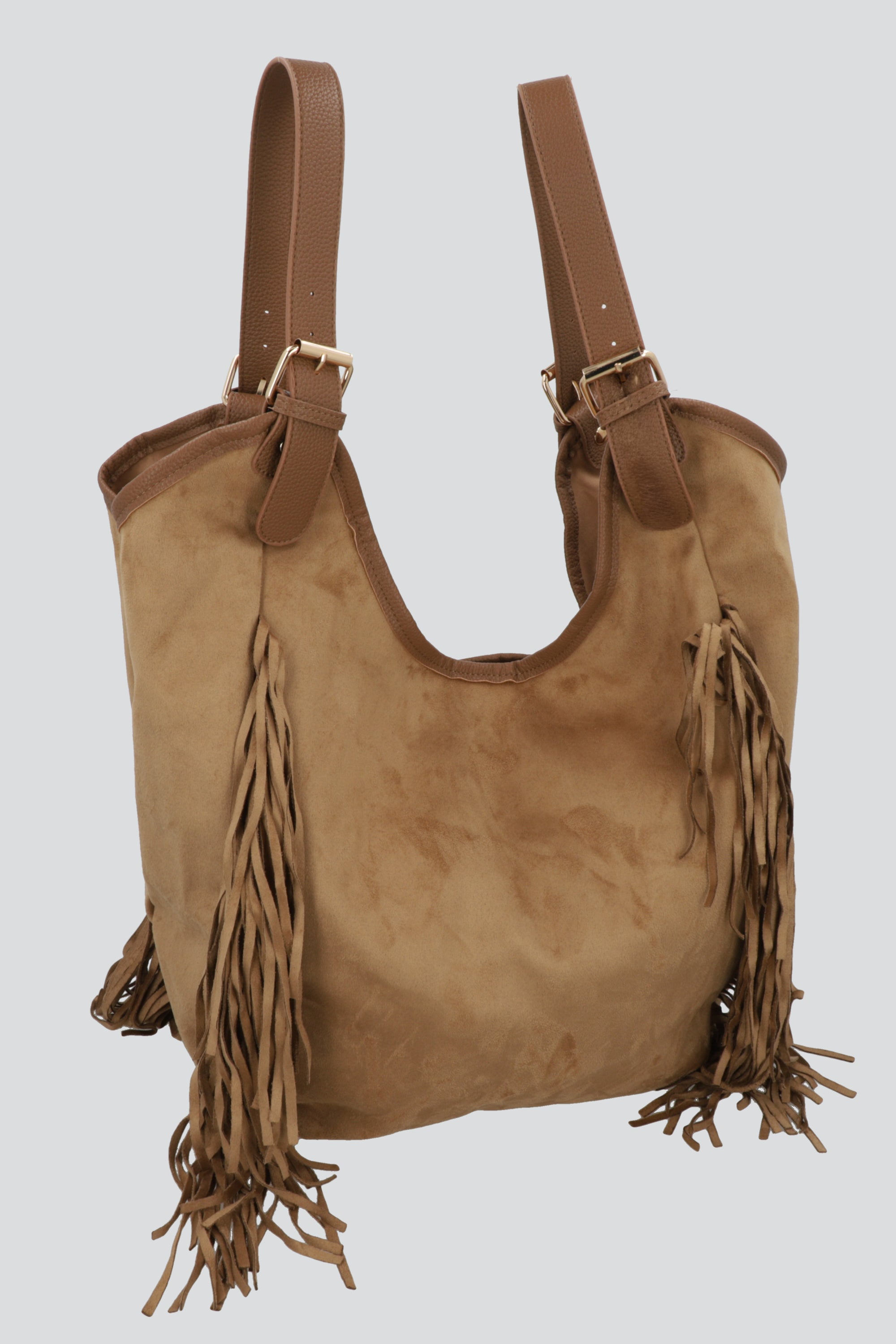 Bolsa tote suede flecos CAMELLO