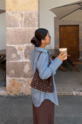 Bolsa boho aplicación bolas