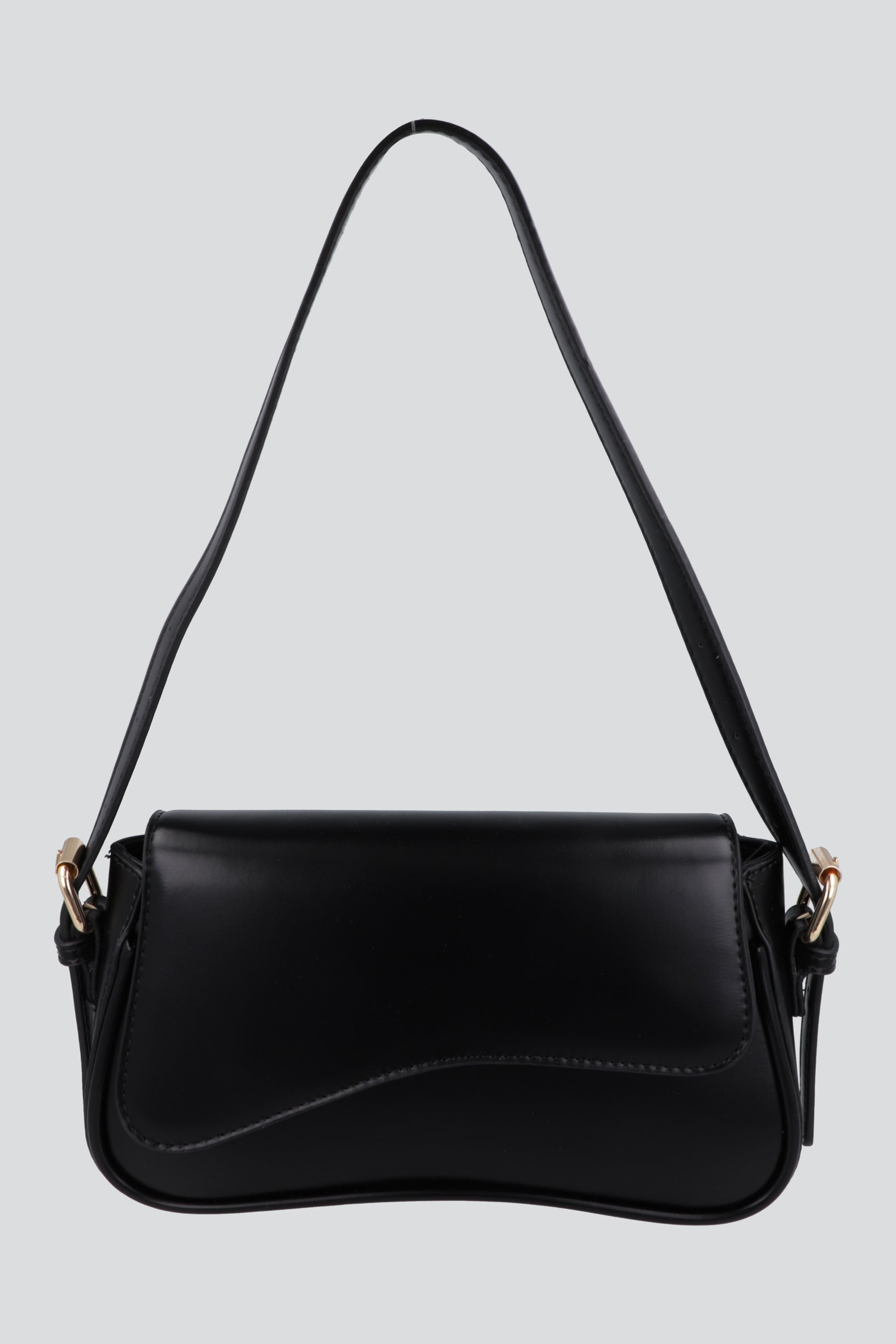 Bolsa baguette tapa asimétrica NEGRO