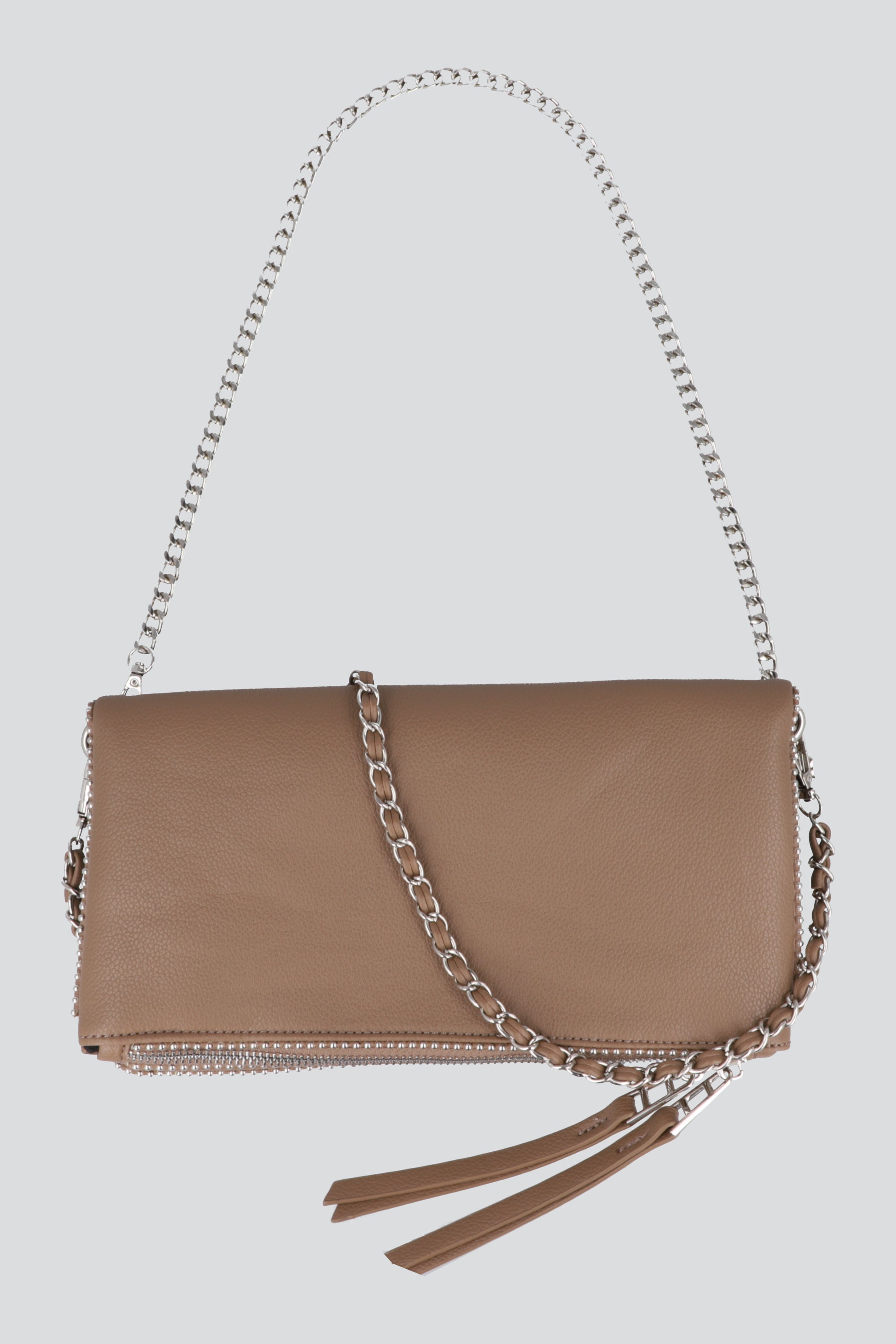 Bolsa crossbody suave cierres TAUPE