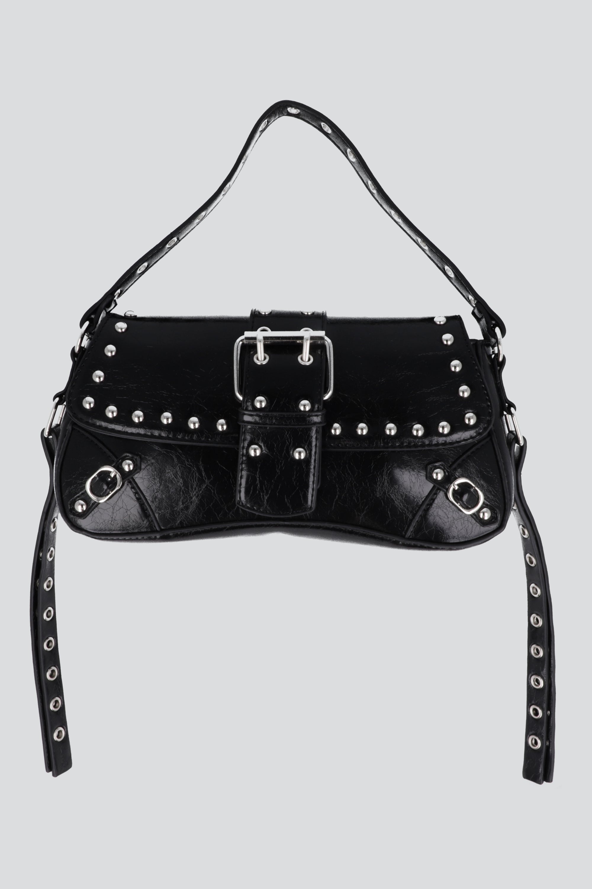 Bolsa baguette hebilla remaches NEGRO