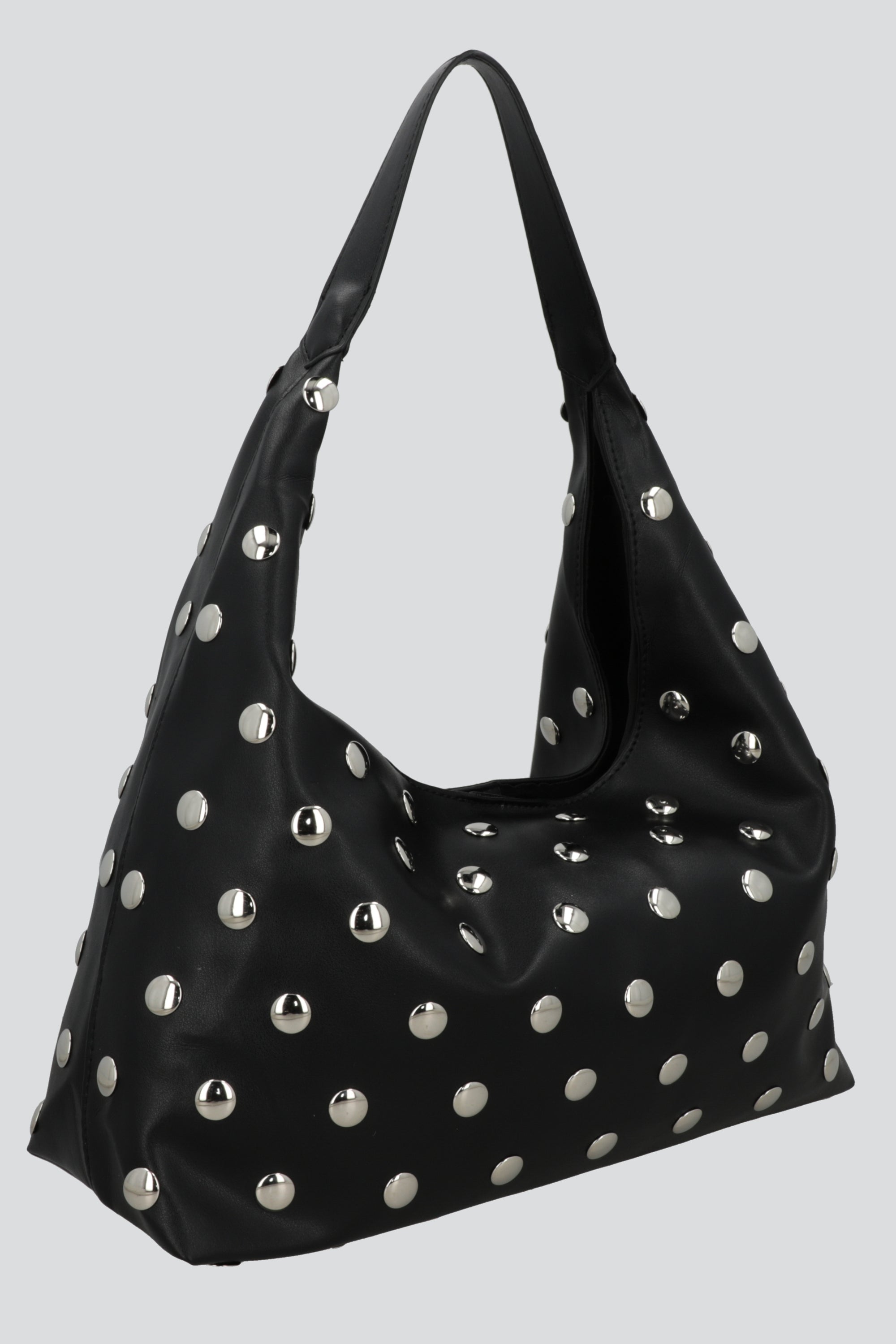 Bolsa hobo suave tachuelas NEGRO