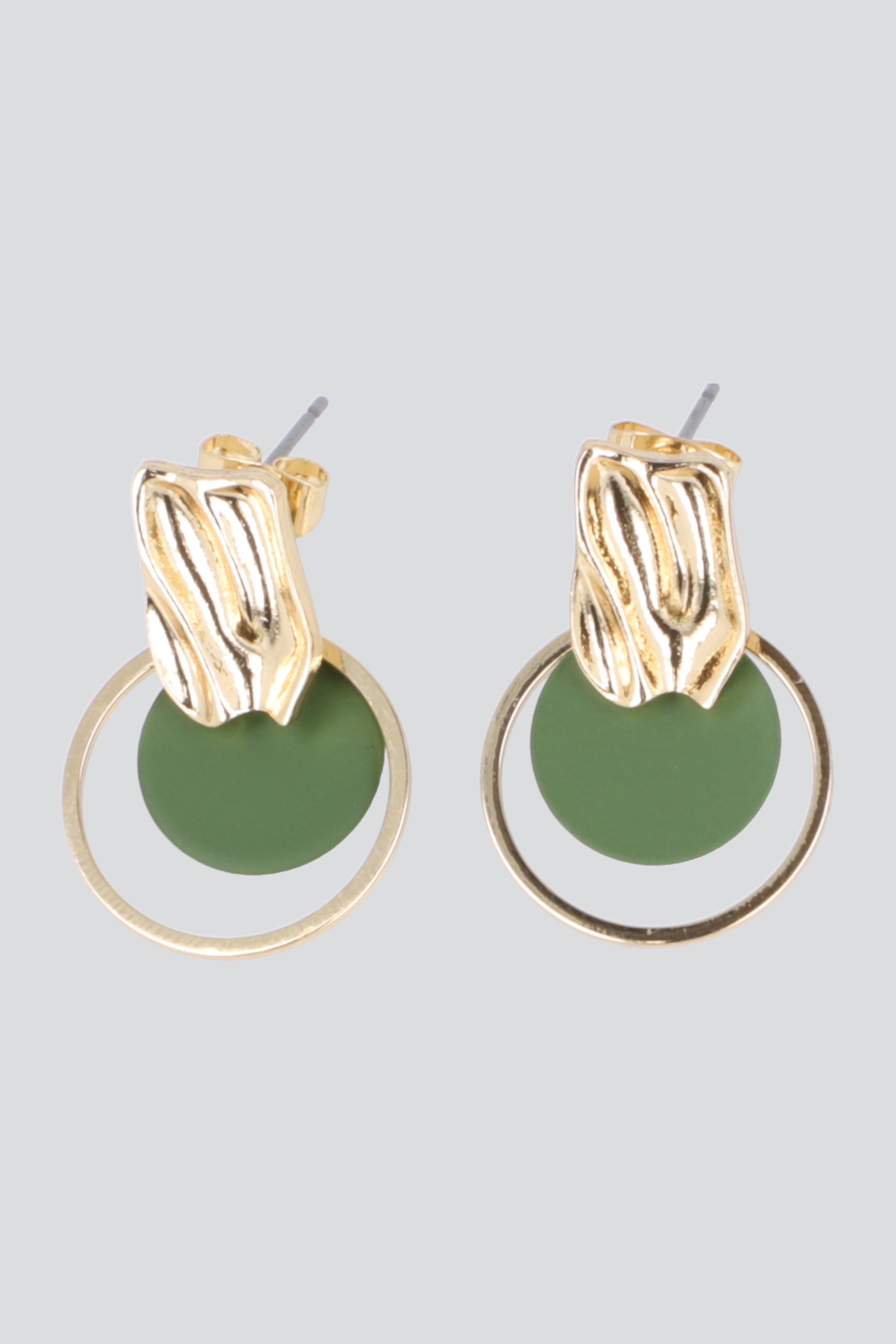 ARETES DOBLE CIRCULO COLOR PQ OLIVO