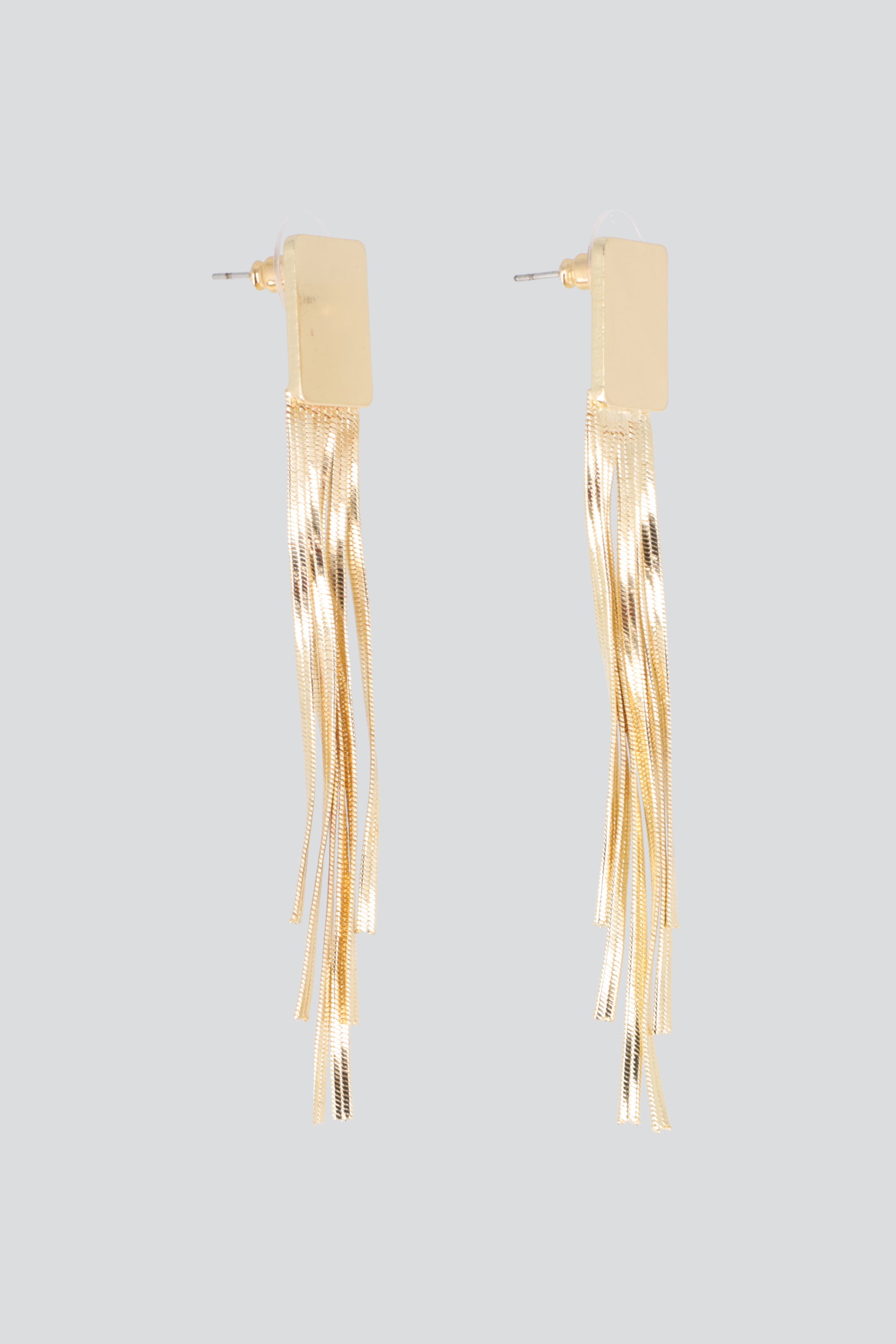Aretes cuadro lineas metal ORO