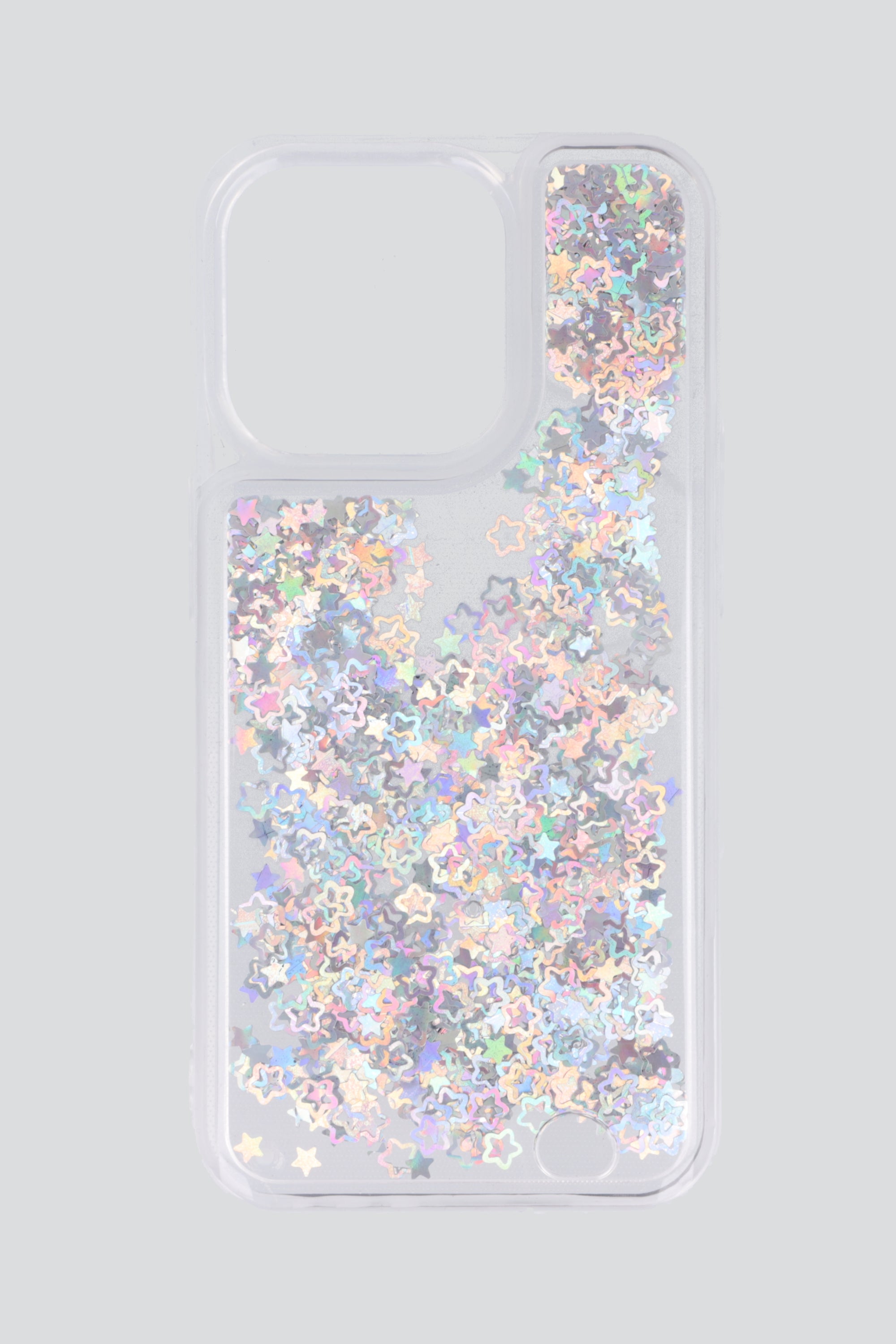 Funda iph 15 pro glitter PLATA