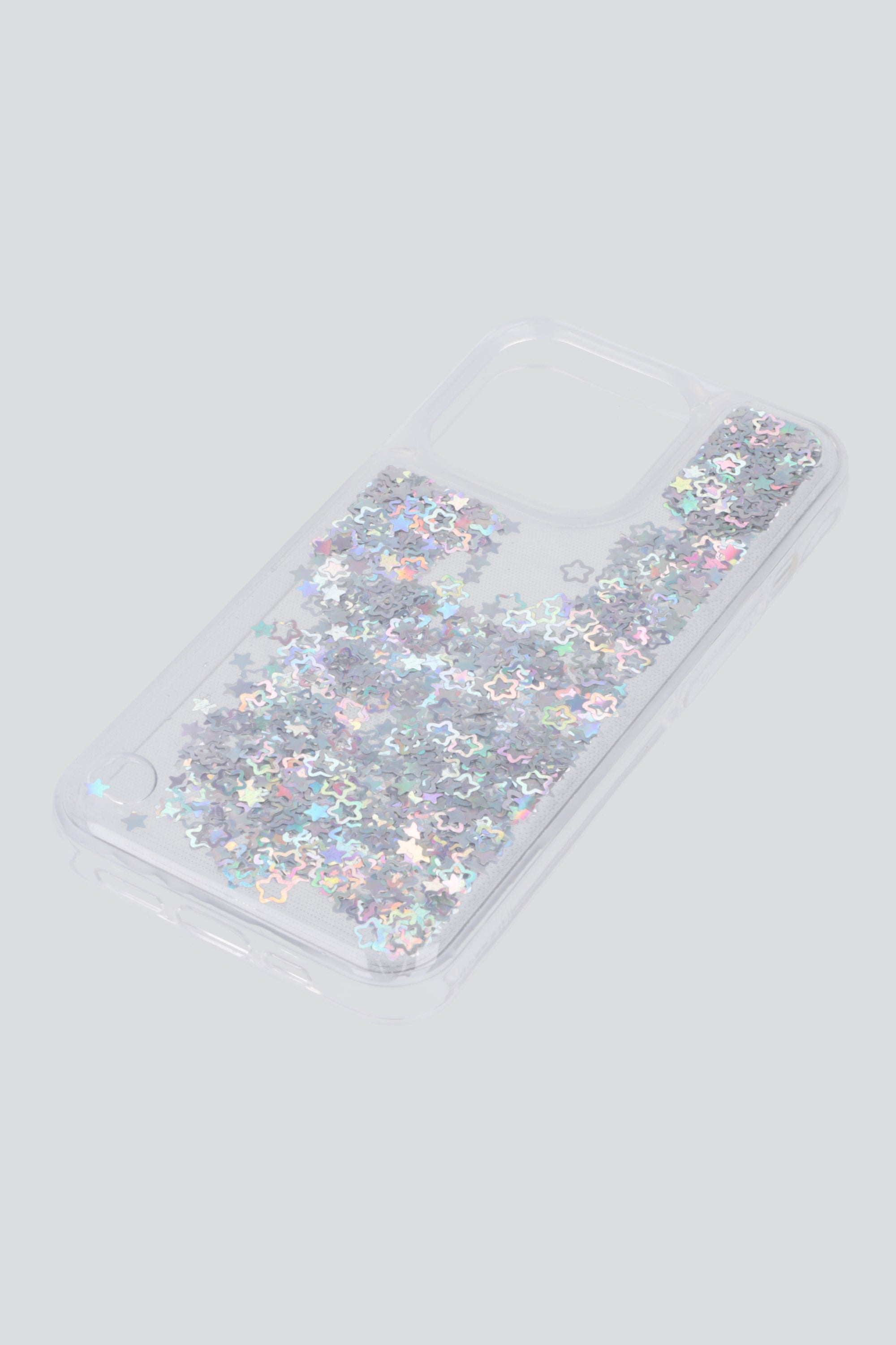 Funda iph 15 pro glitter PLATA