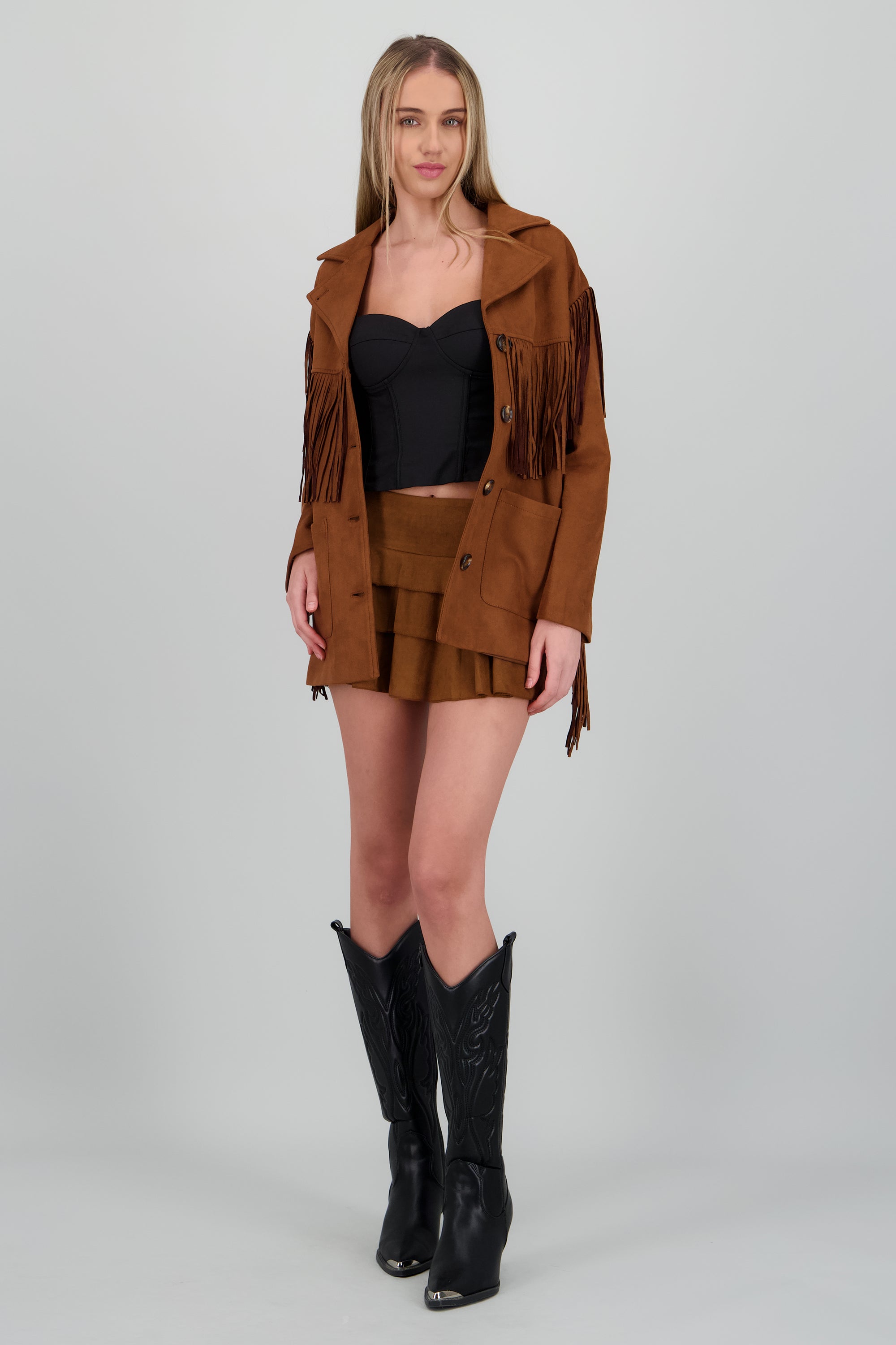 Mni falda suede olanes CAMELLO