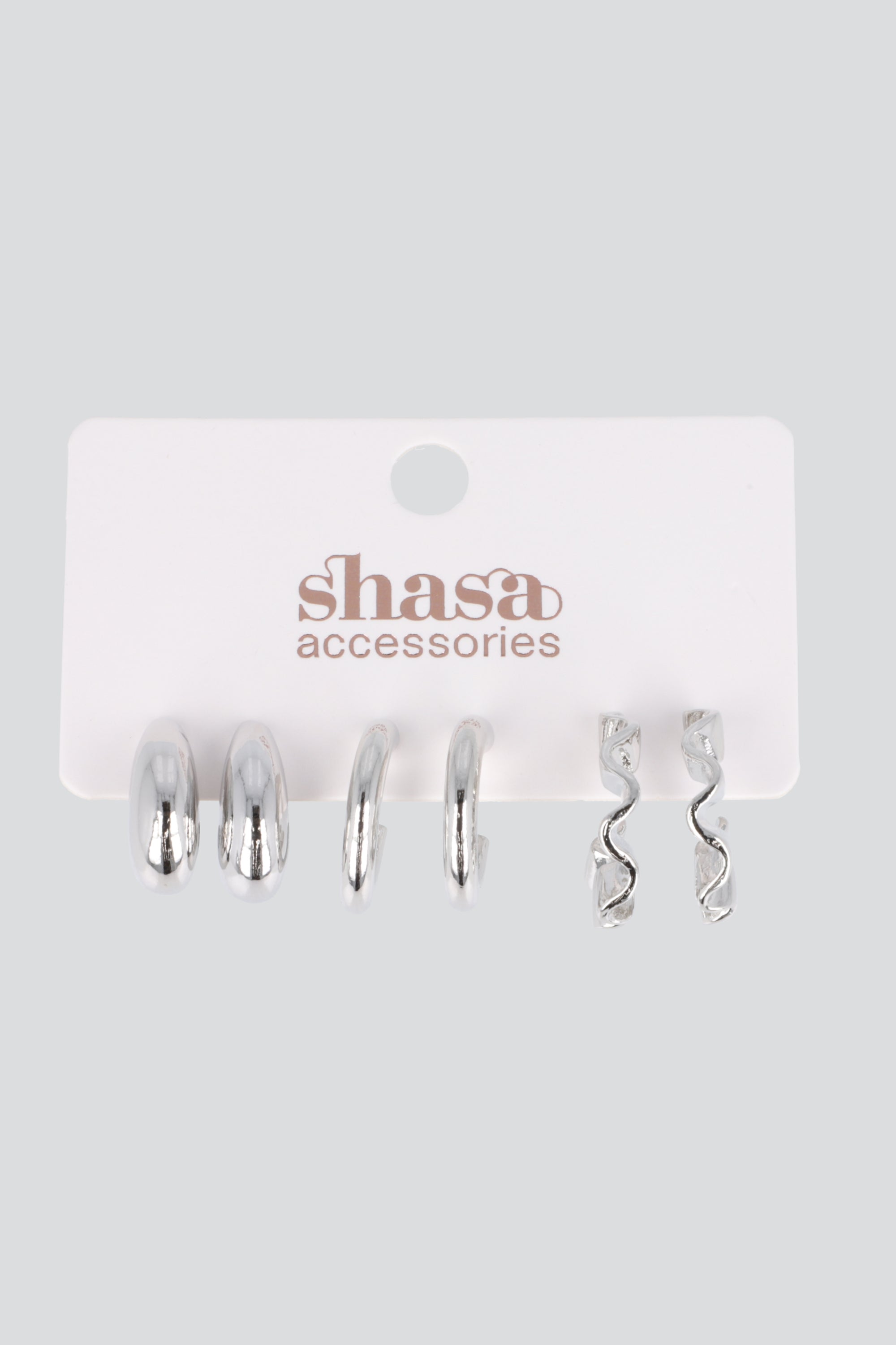 Set 3 pares arracadas earcuffs PLATA