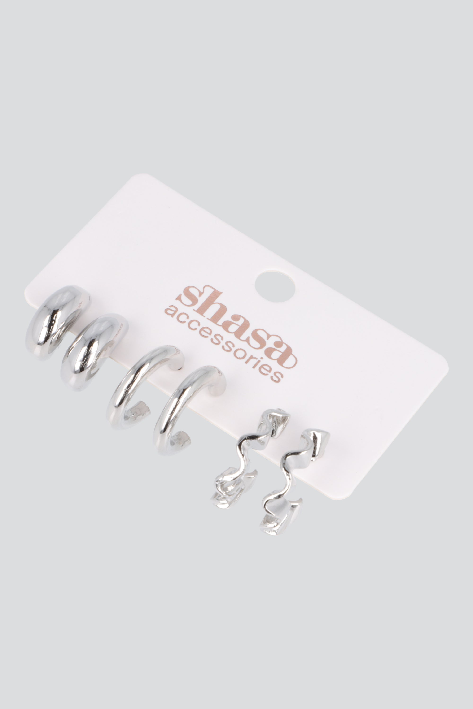 Set 3 pares arracadas earcuffs PLATA