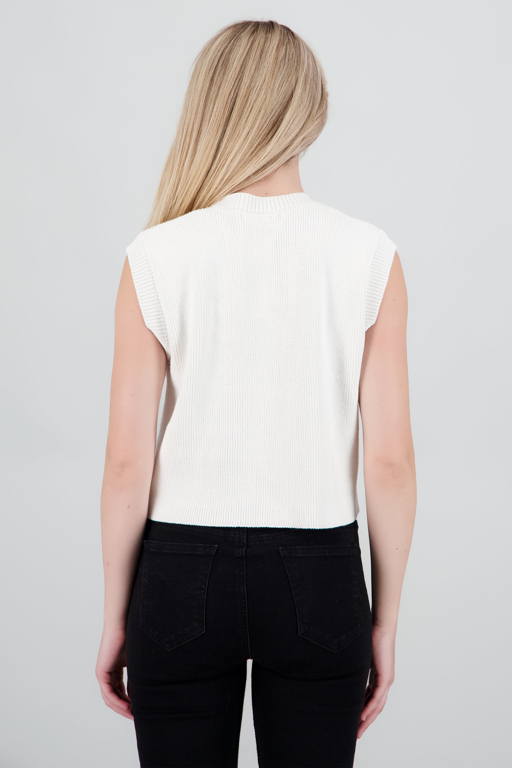 Top tejido sin mangas con botones BLANCO