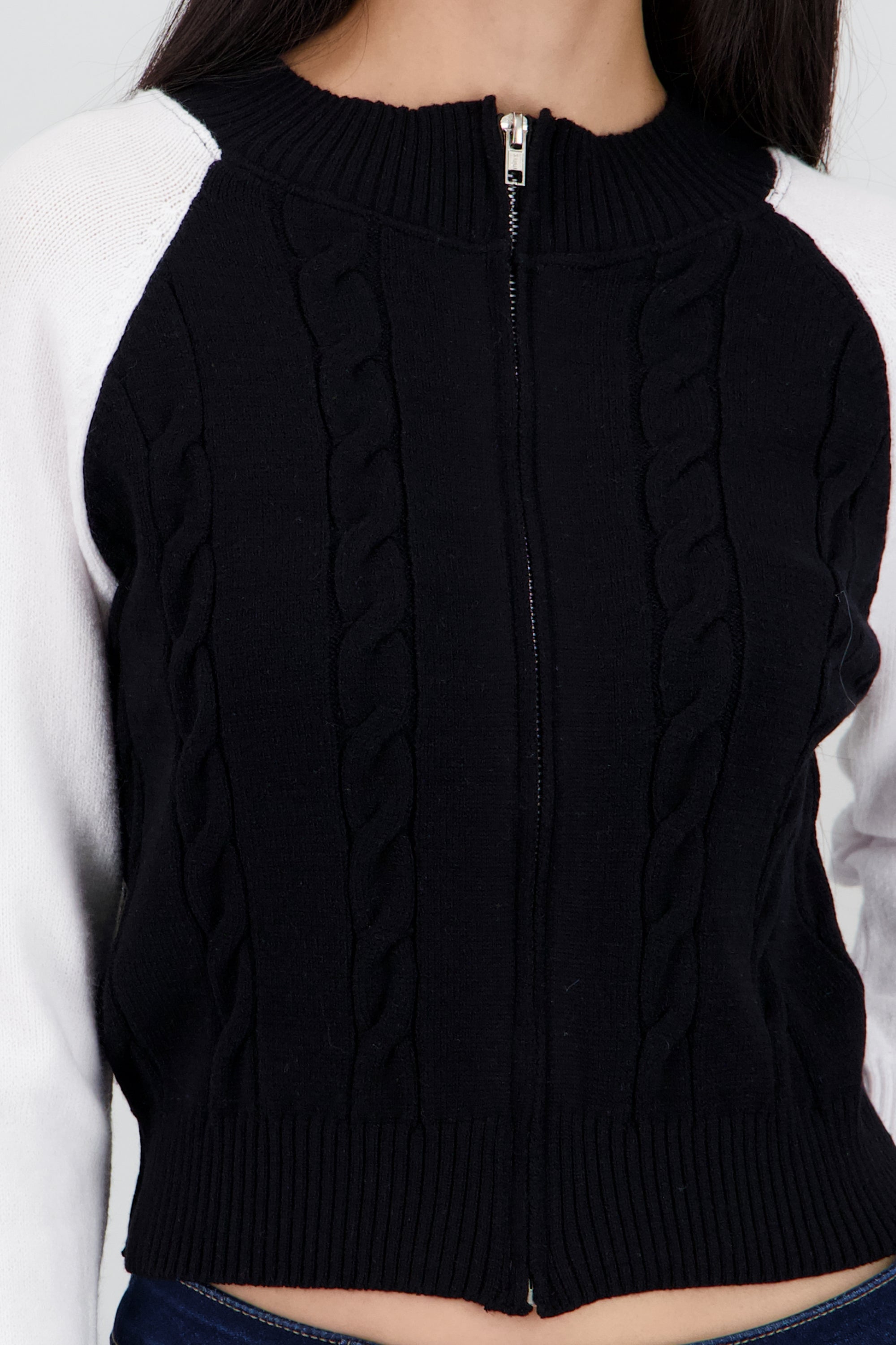 Cardigan det cierre trenza NEGRO COMBO