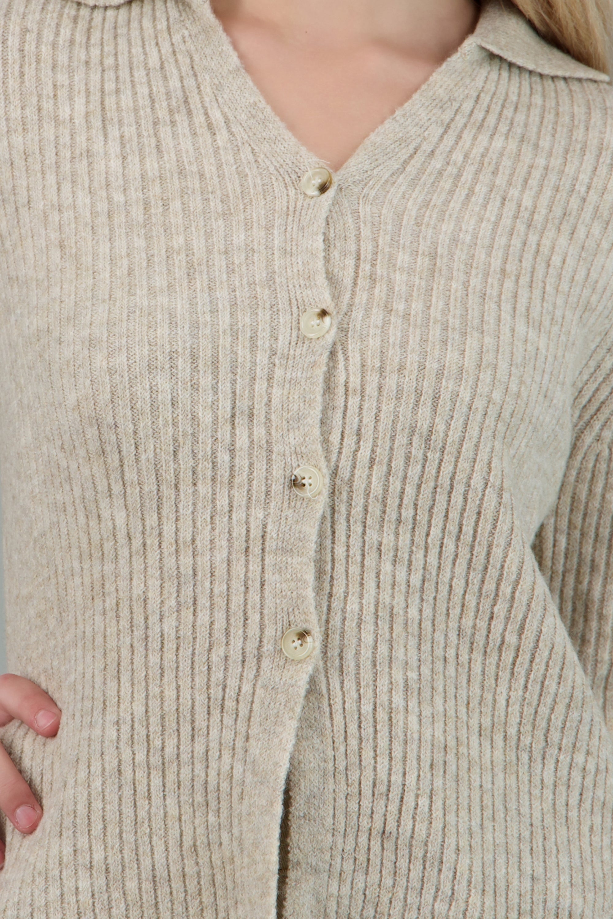 Sueter jaspeado manga larga GREIGE