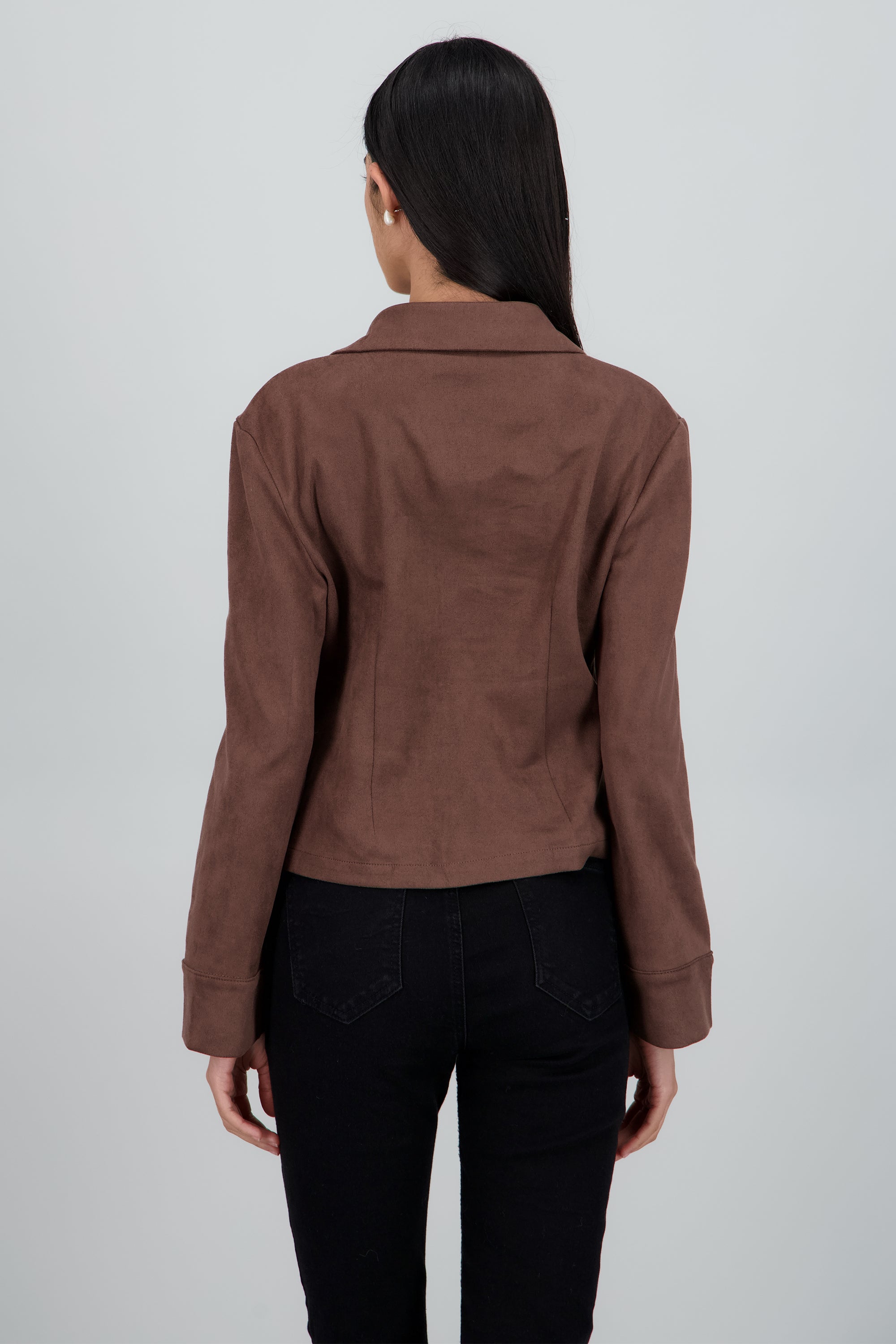 Blusa suede detalle moños CHOCOLATE