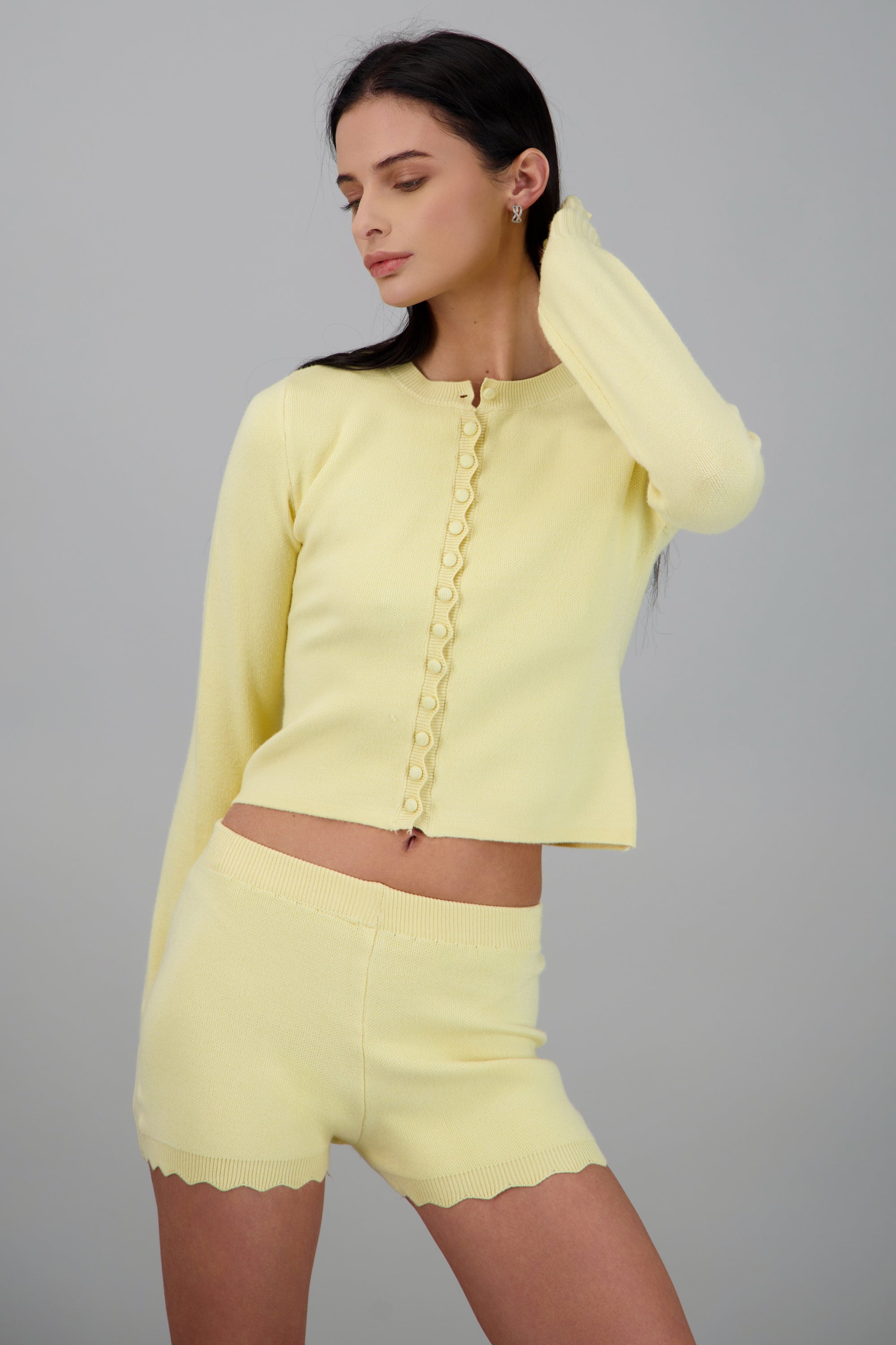 Top Tejito Tipo Cárdigan AMARILLO PASTEL