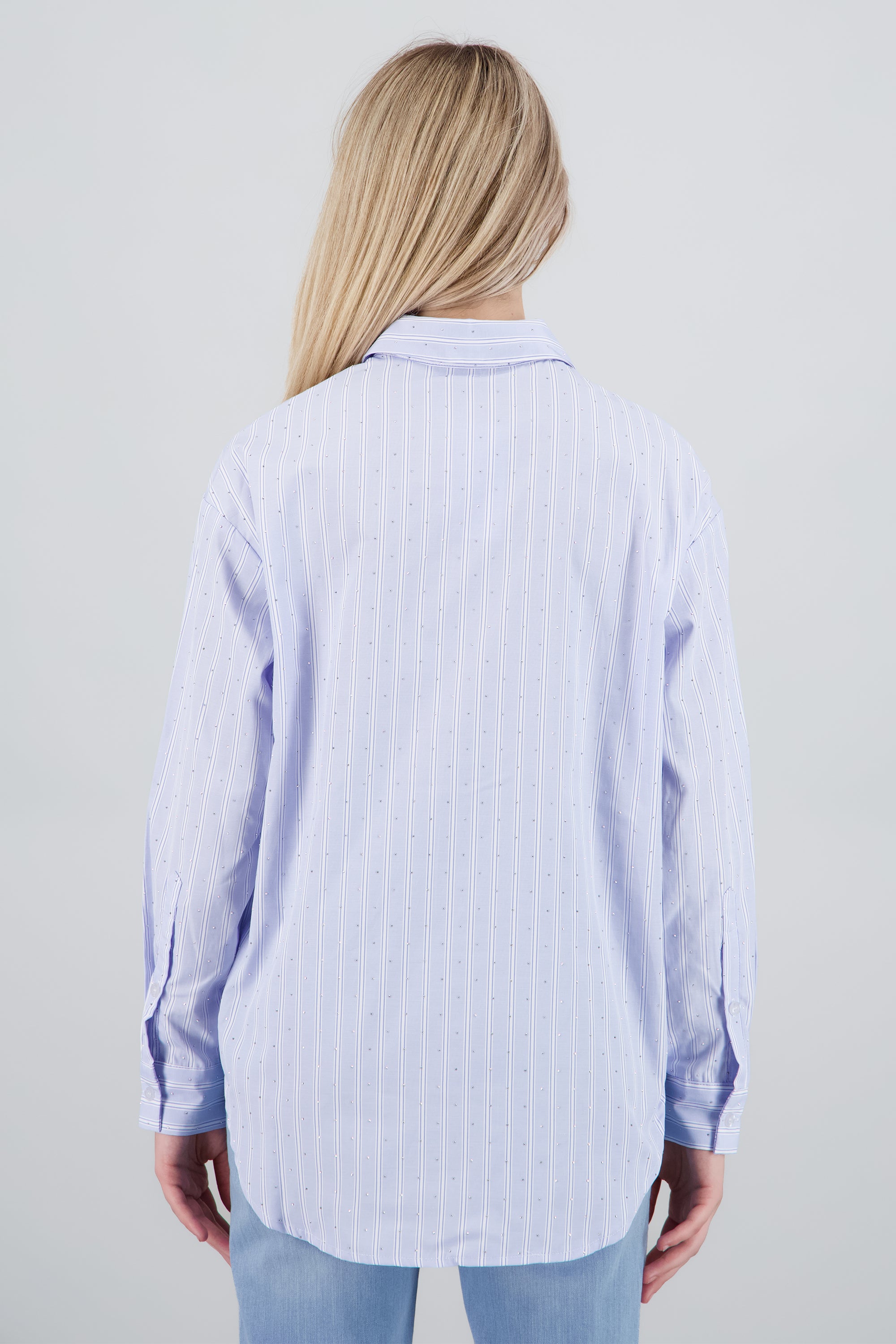 Camisa rayas detalle brillo AZUL COMBO