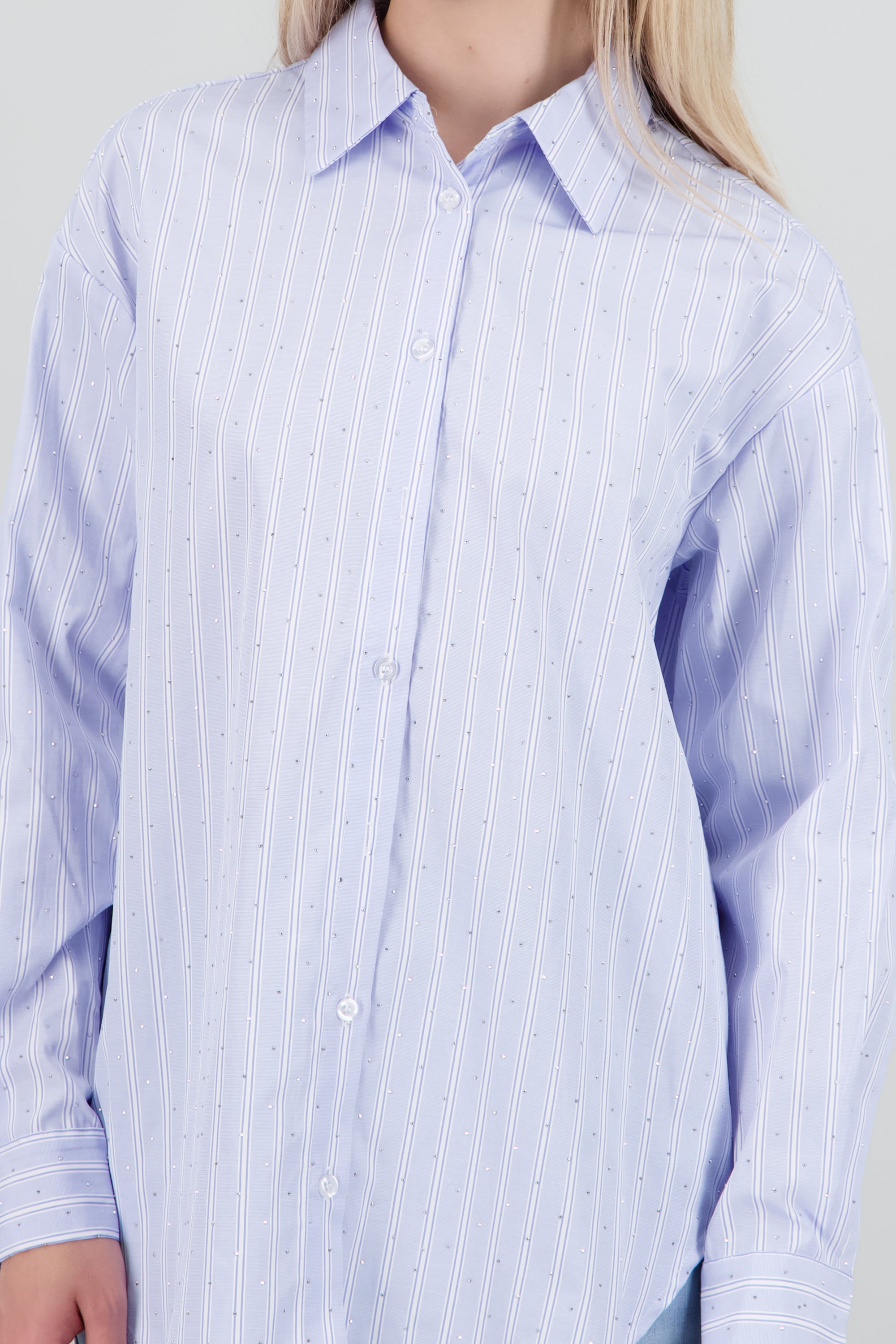 Camisa rayas detalle brillo AZUL COMBO