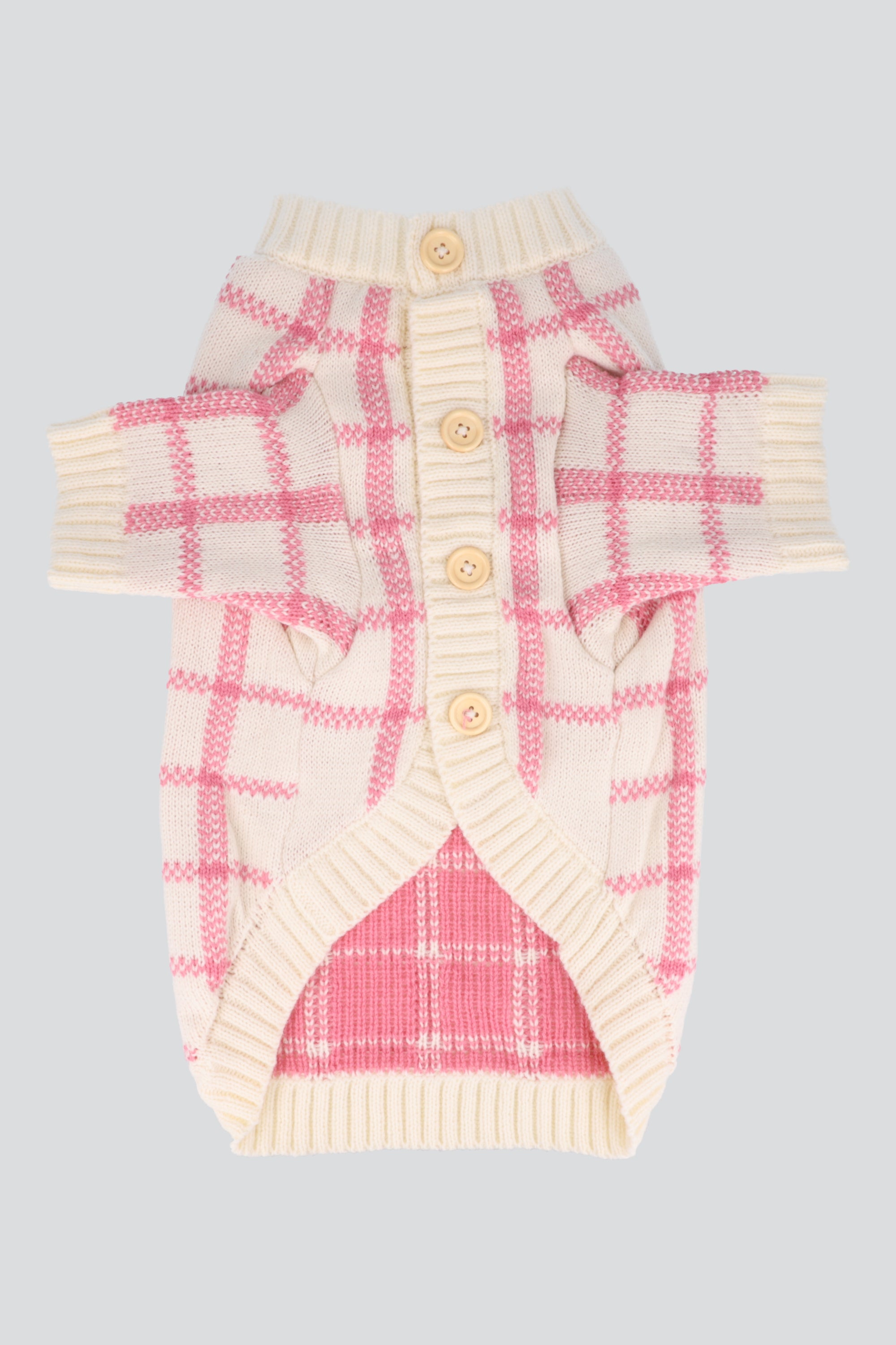 Cardigan mascota cuadros ROSA