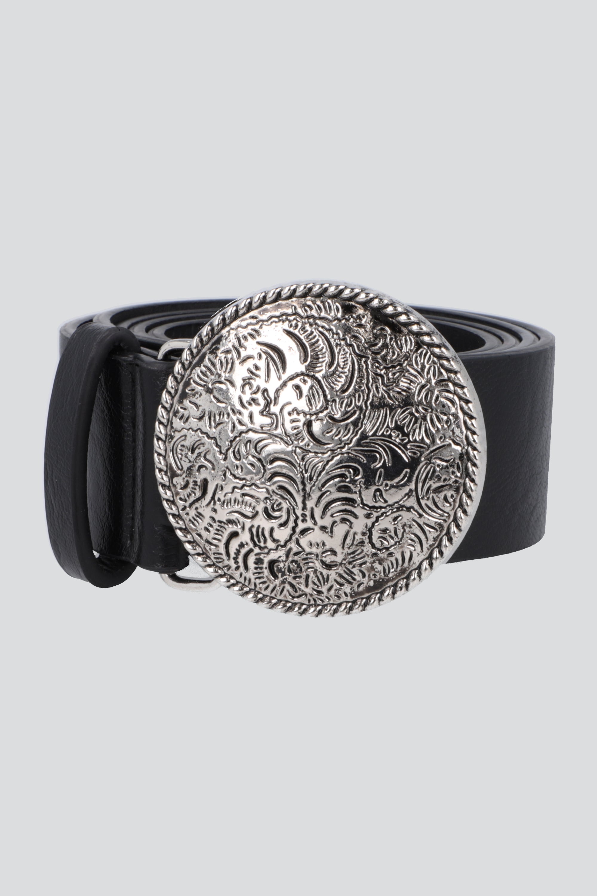 Cinturon sencillo hebilla redonda boho NEGRO