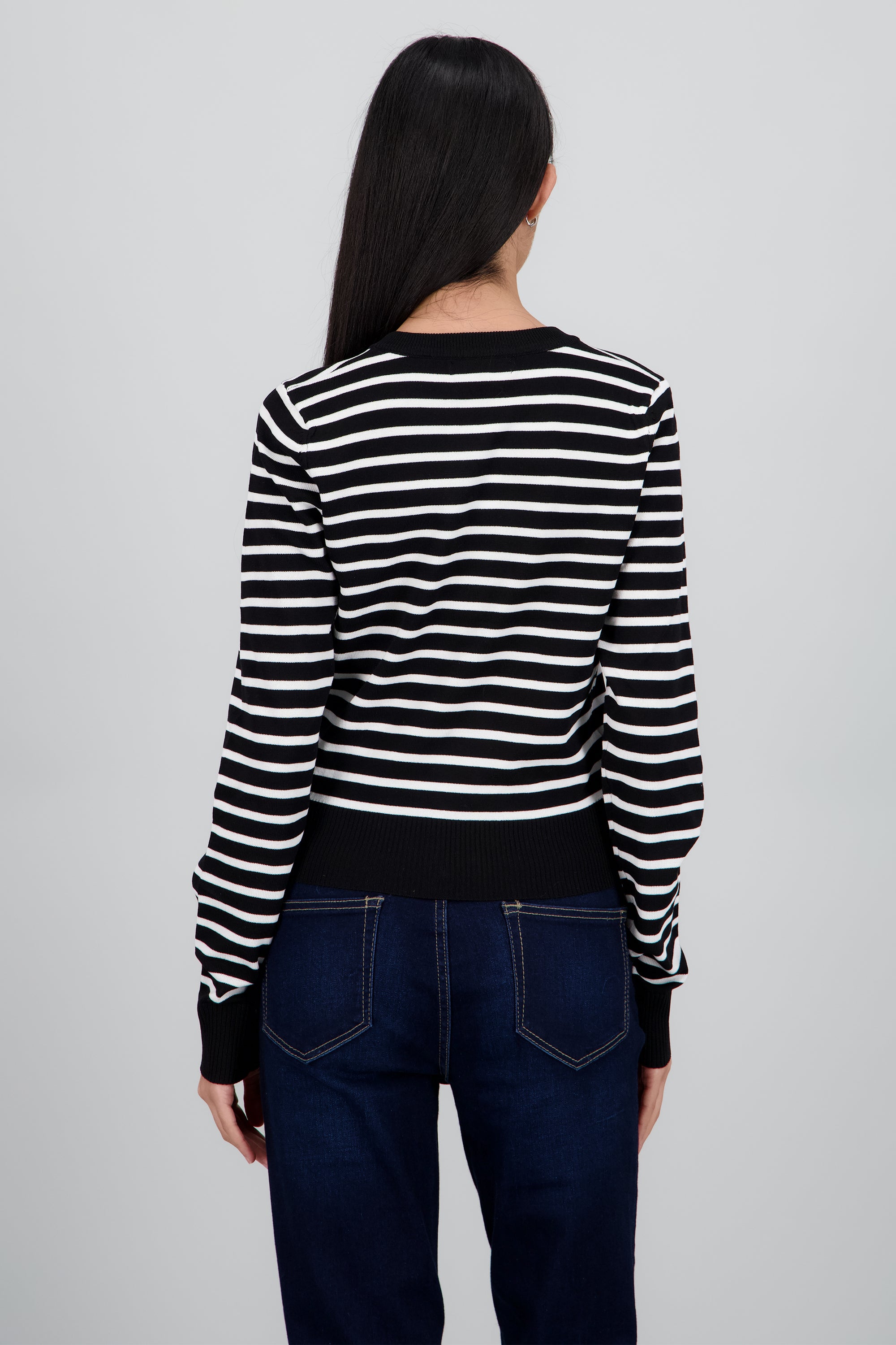 Cardigan rayas detalle botones NEGRO BLANCO