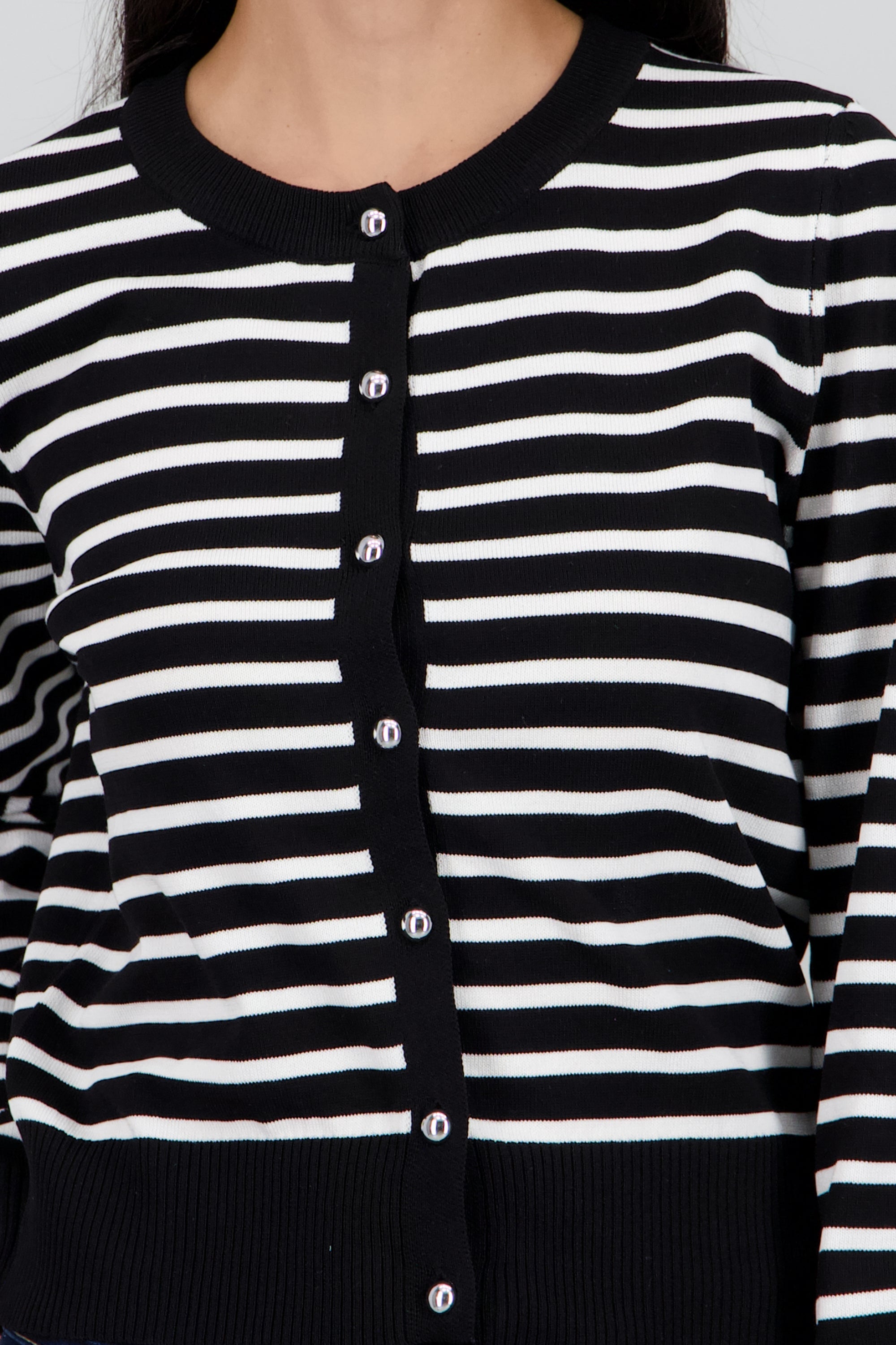 Cardigan rayas detalle botones NEGRO BLANCO