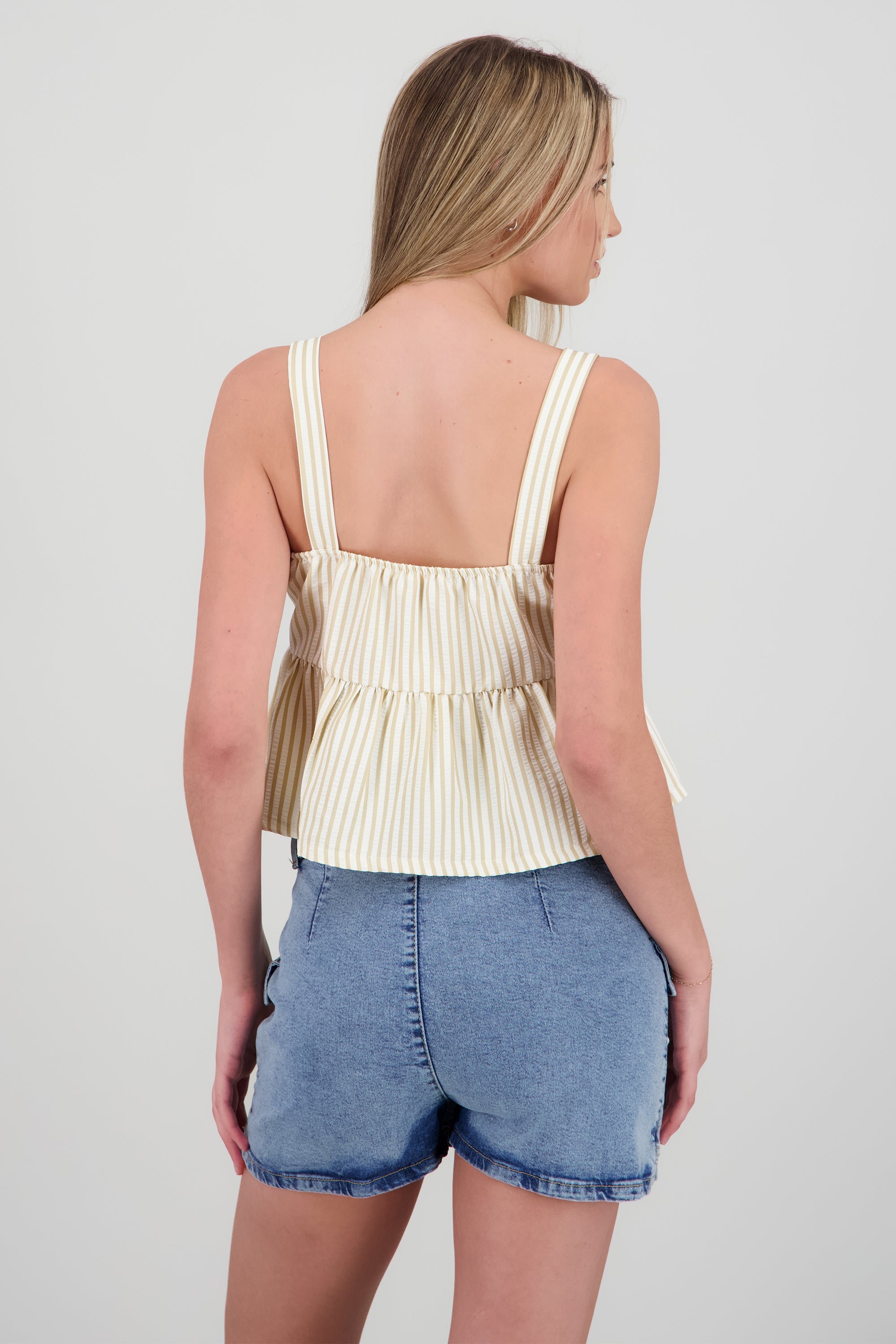 Top sin manga detalle olan moños KHAKI COMBO